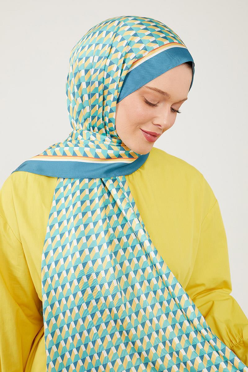 LEVİDOR Levidor 17832 Geometrik Desen Angel Şal - Petrol Levidor 17832 Geometrik Desen Angel Şal - Petrol - Bilen Giyim  Şal 