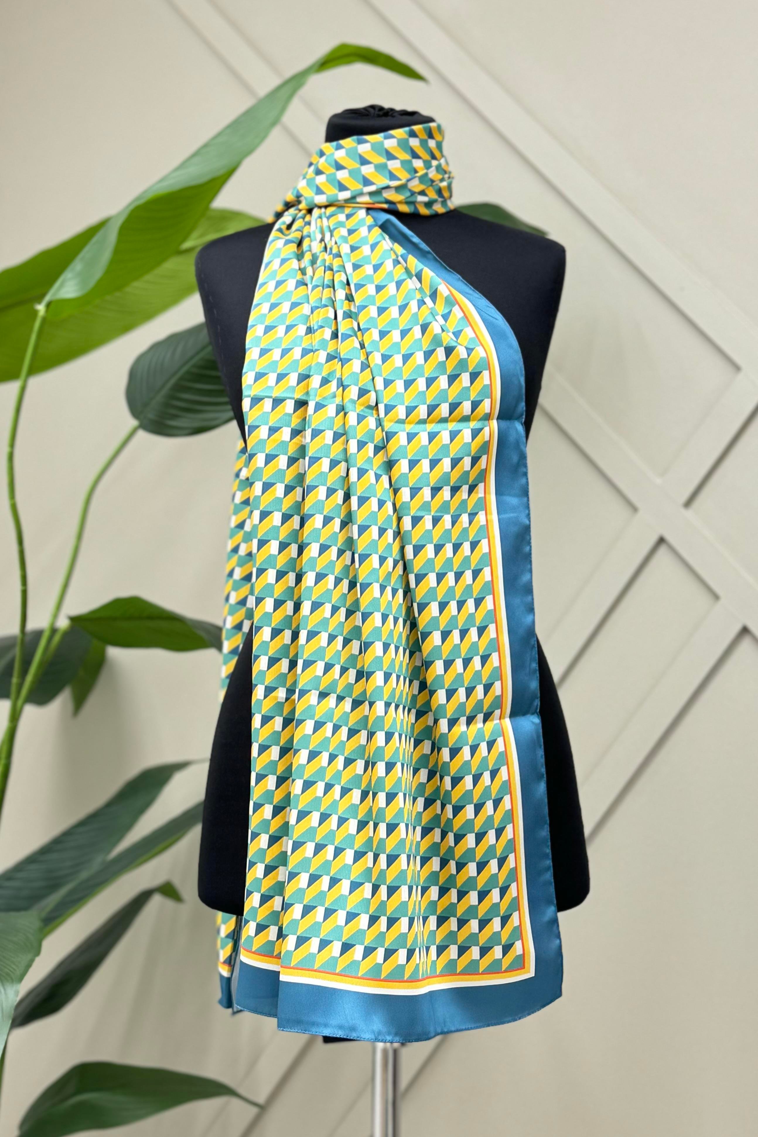 LEVİDOR Levidor 17832 Geometrik Desen Angel Şal - Petrol  Şal