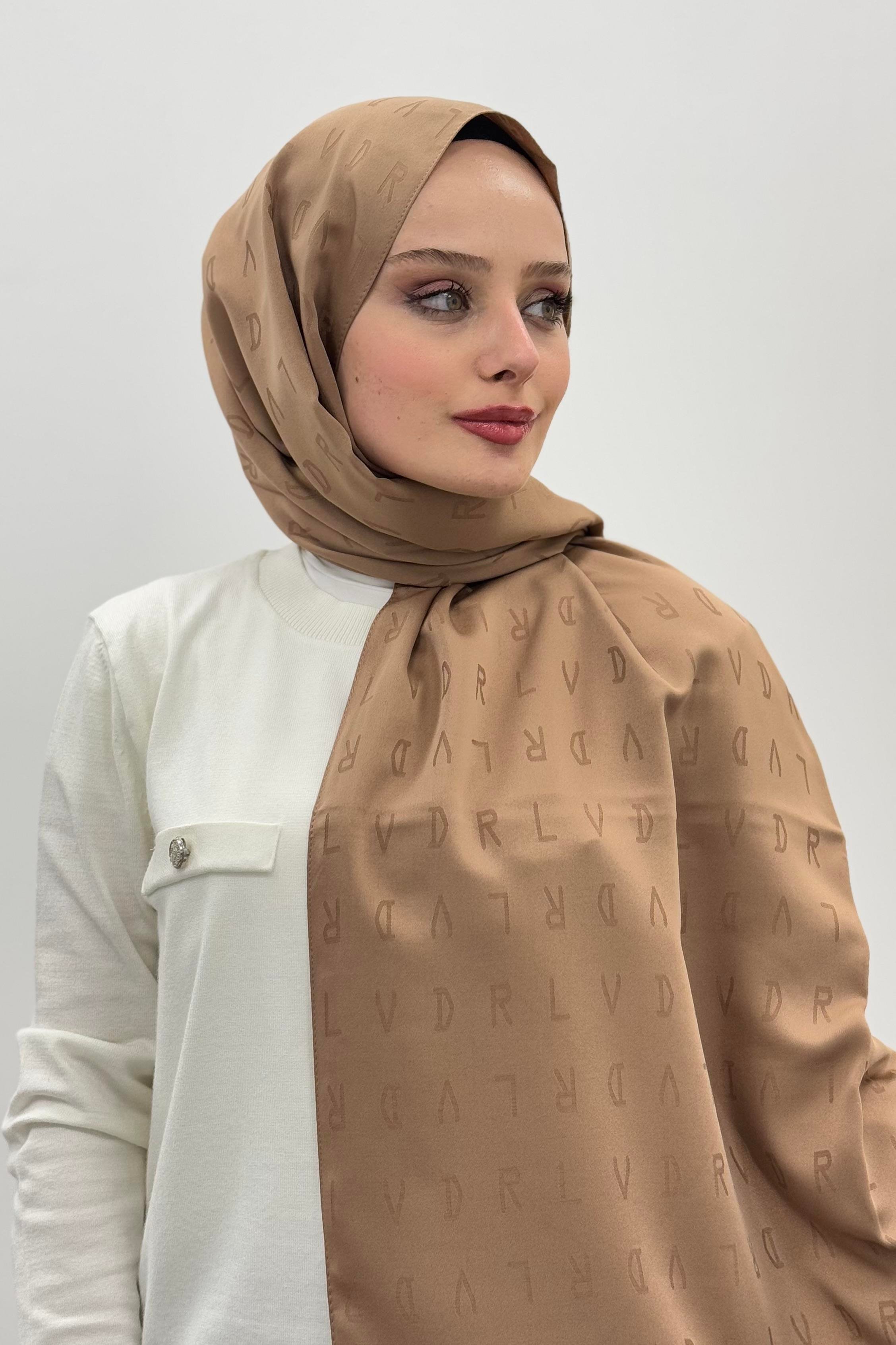 LEVİDOR Levidor 18559 Blue Jakar Şal - Latte  Şal 