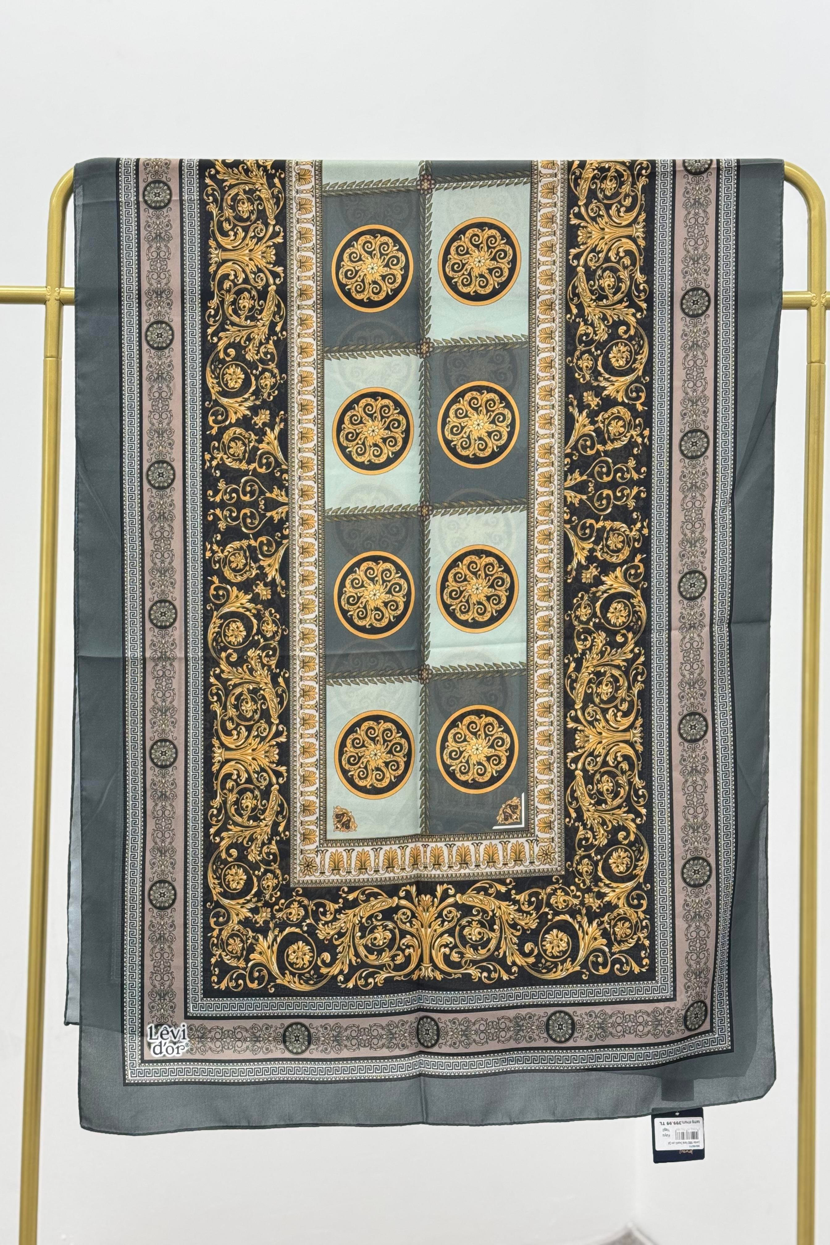 LEVİDOR Levidor 18892 Varak Desenli Love Şal - Koyu Yeşil  Şal 