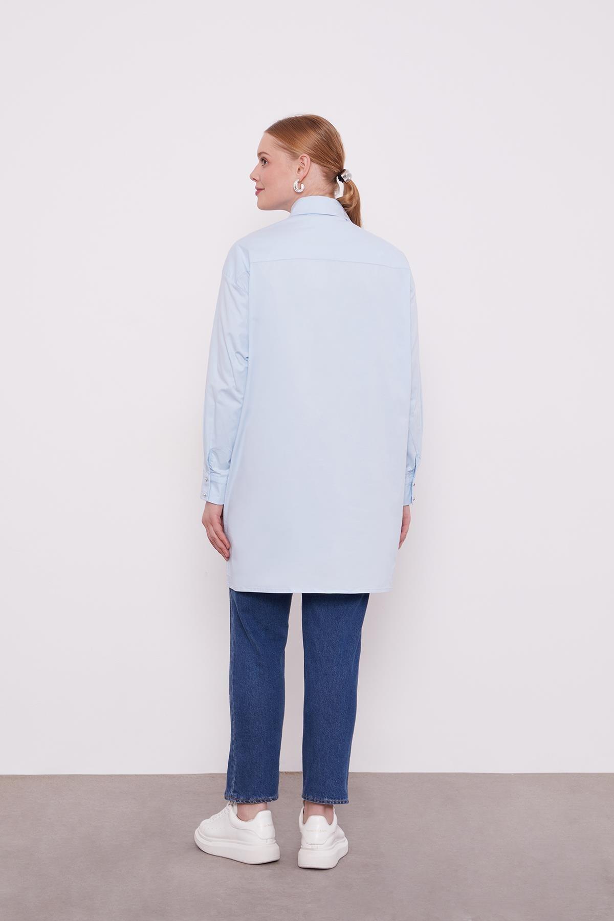 LEVİDOR Levidor 230087 Cebi İşlemeli Poplin Gömlek Tunik - Bebe Mavisi Levidor 230087 Cebi İşlemeli Poplin Gömlek Tunik - Bilen Giyim Tunik 