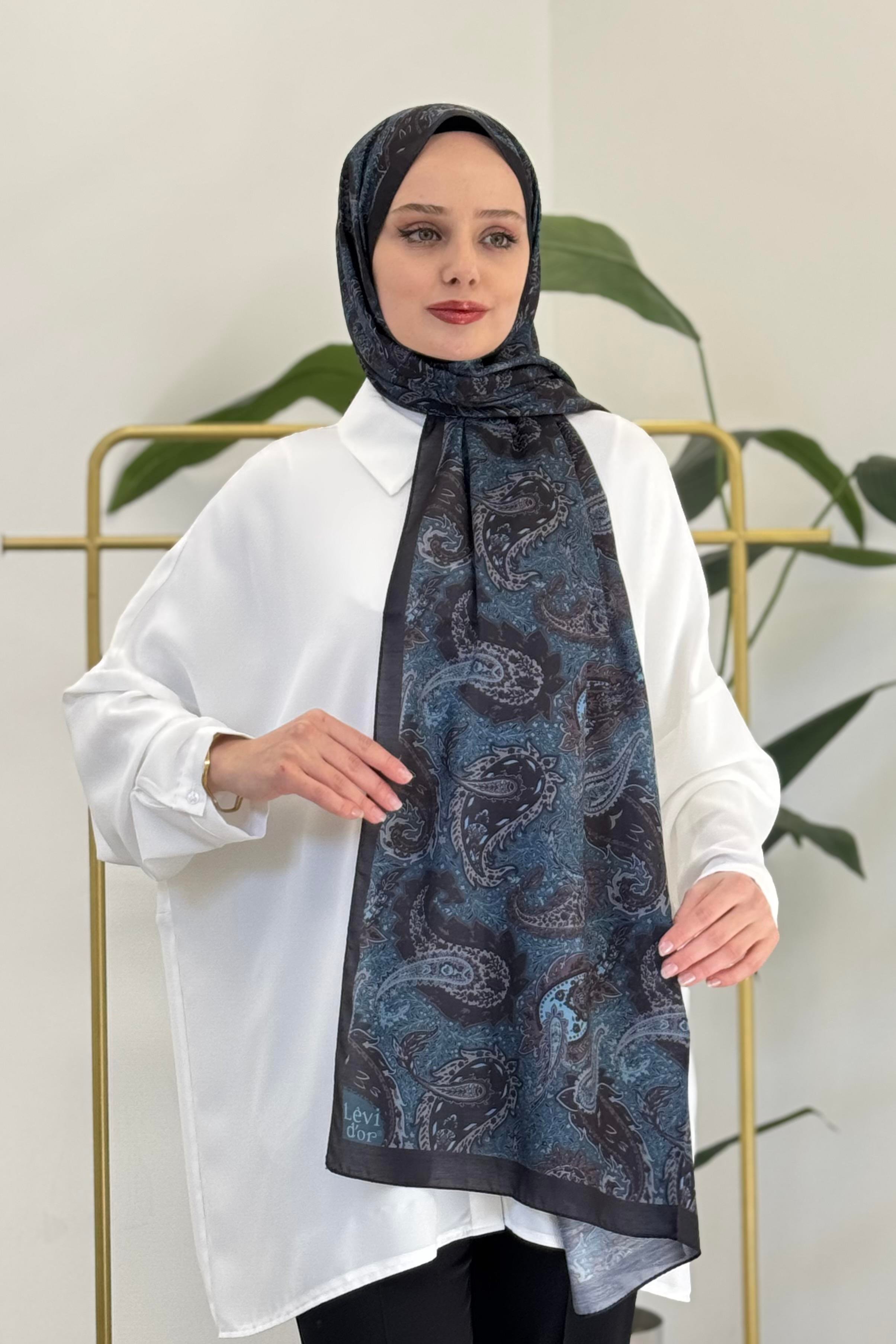 LEVİDOR Levidor Lcs Damla Desen Şal - Petrol Levidor Lcs Damla Desen Şal - Bilen Giyim Şal 