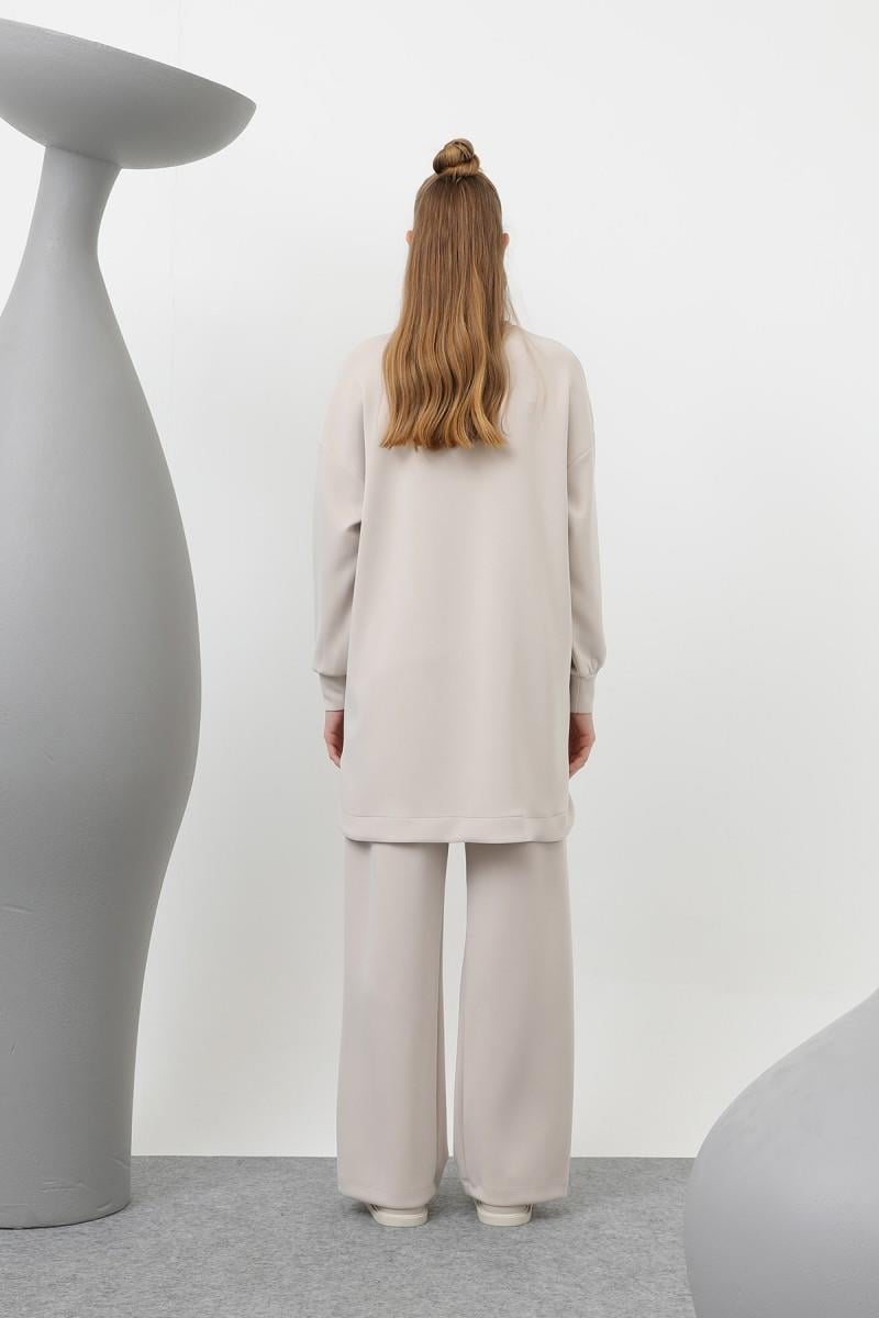 PUANE Make All Some Yazılı Pntolonlı Takım 14300 - Kum Beji Make All Some Yazılı Pntolonlı Takım 14300 - Kum Beji - Bilen Giyim Takım 