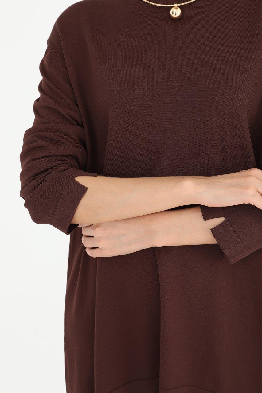 PUANE Merserize Basic Bluz 10481 - Browni Merserize Basic Bluz 10481 - Browni - Bilen Giyim Bluz & Gömlek