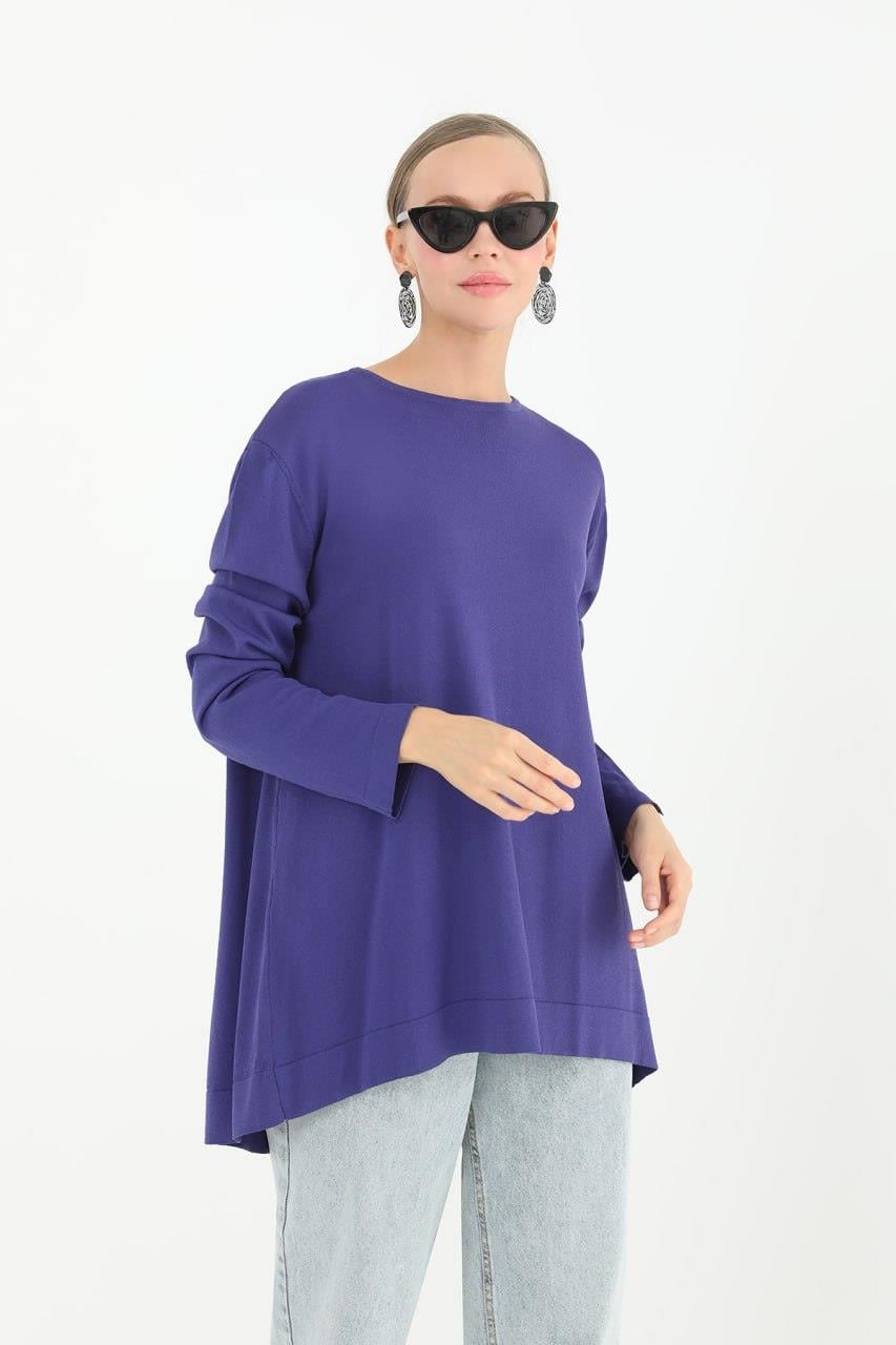 PUANE Merserize Basic Bluz 10481 - Mor Merserize Basic Bluz 10481 - Mor - Bilen Giyim Bluz & Gömlek