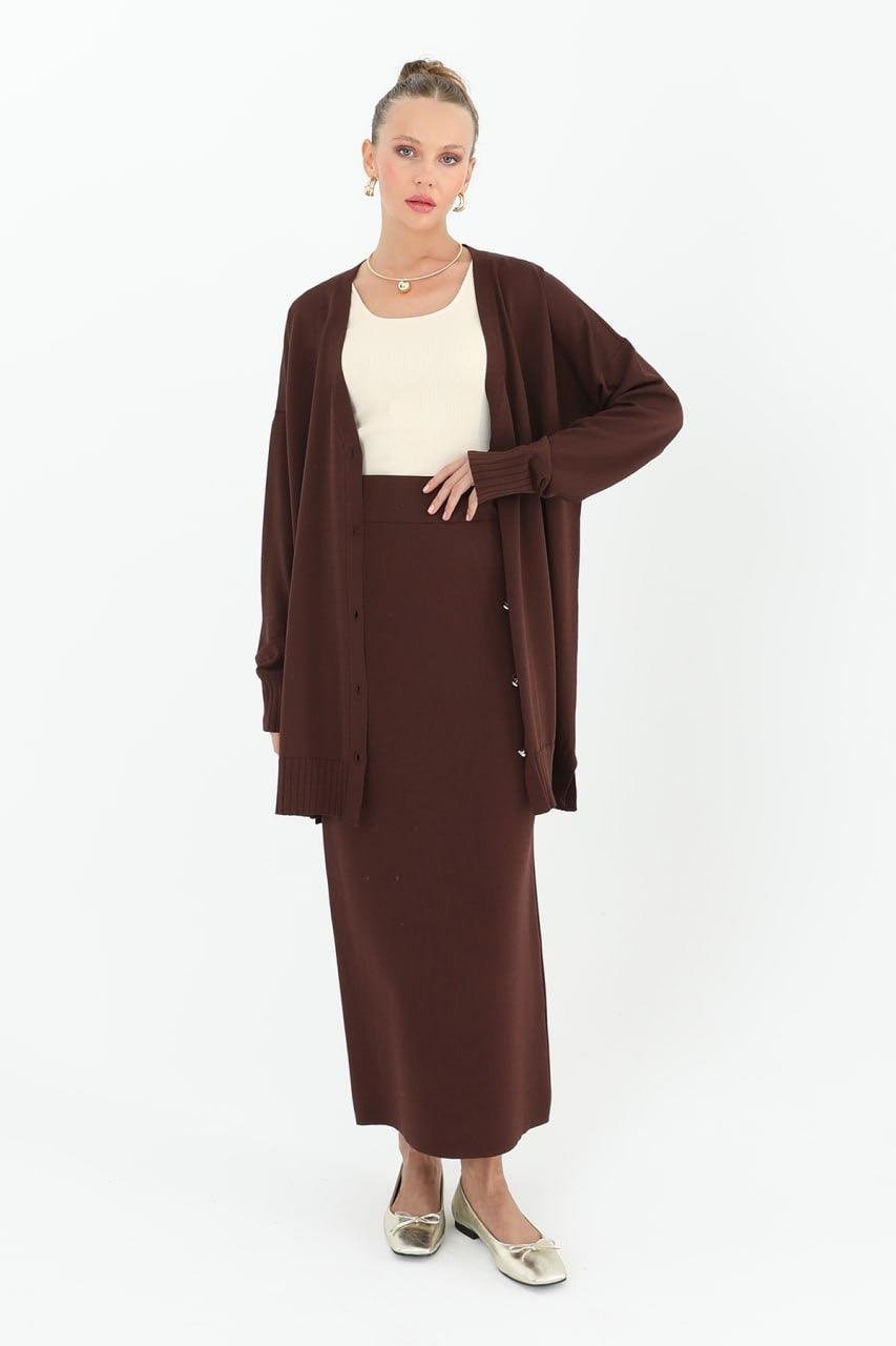 PUANE Merserize Basic Kalem Etek 18176 - Browni Merserize Basic Kalem Etek 18176 - Browni - Bilen Giyim Etek