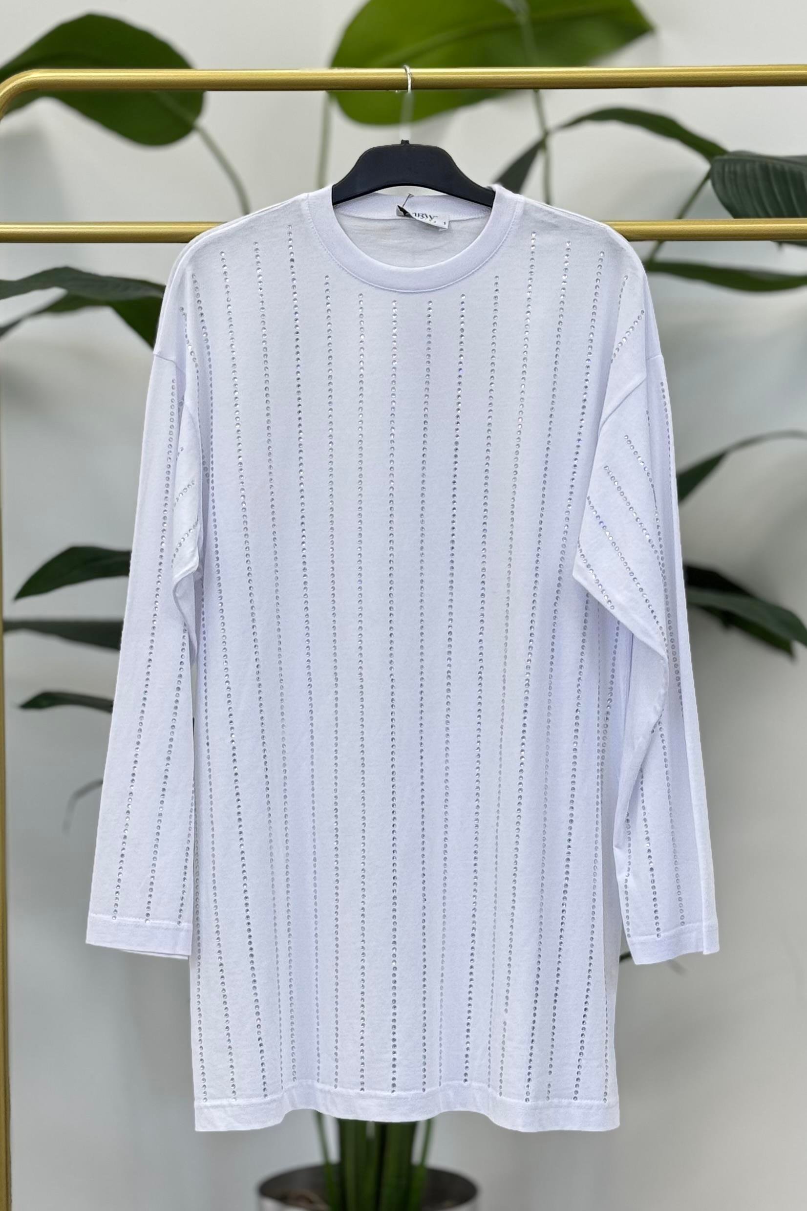 MERWİSH Merwish 1401 Shiny Tunik - Beyaz Merwish 1401 Shiny Tunik - Bilen Giyim Tunik 