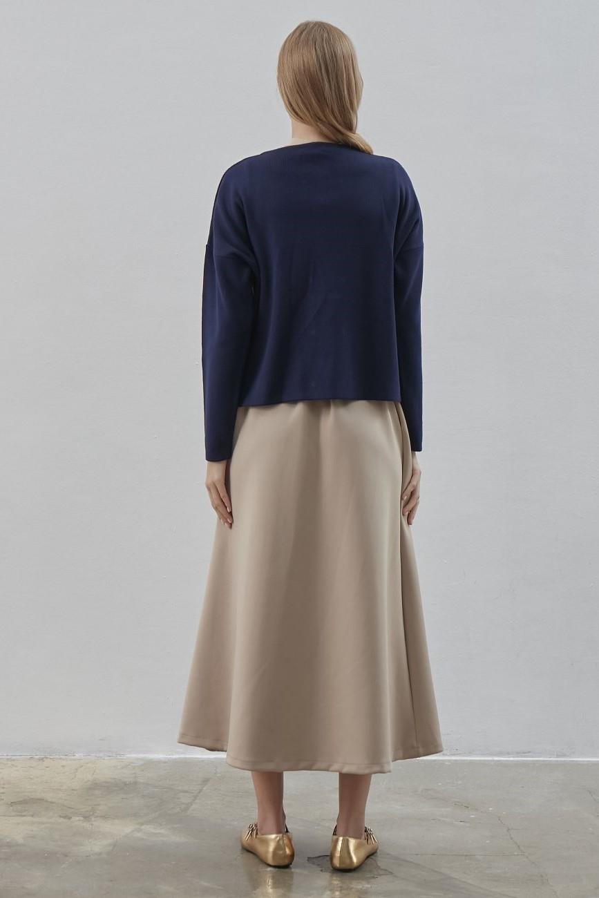 MERWİSH Merwish 753 Blazer Kısa Triko Hırka - Lacivert  Kazak & Hırka