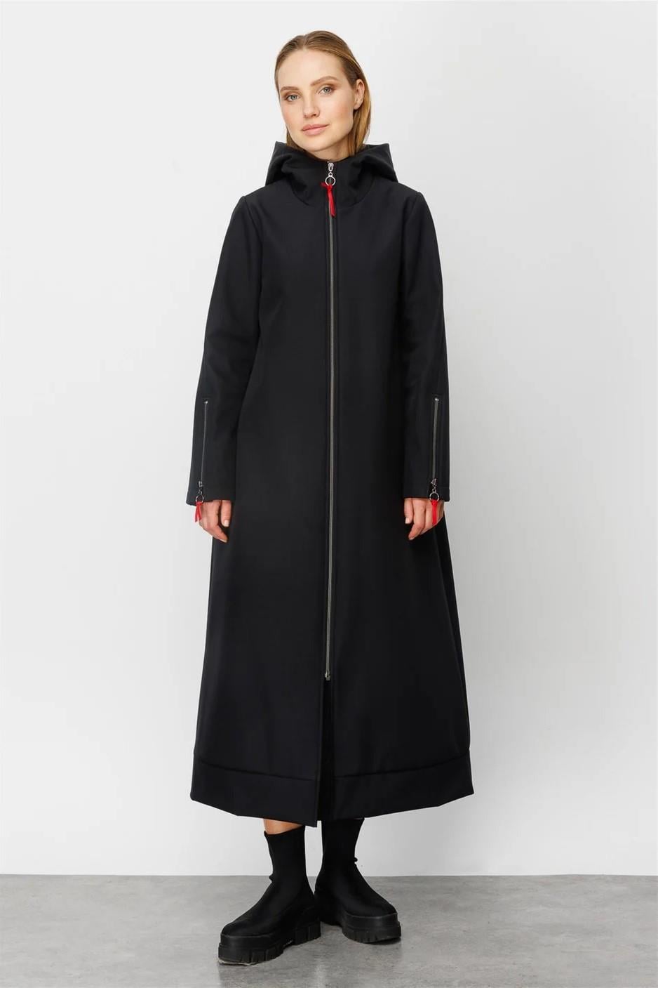 MİCCA Micca 232517M Rouge Detay Comfort Kumaş İçi Polar Kaban - Siyah  Kaban & Mont 