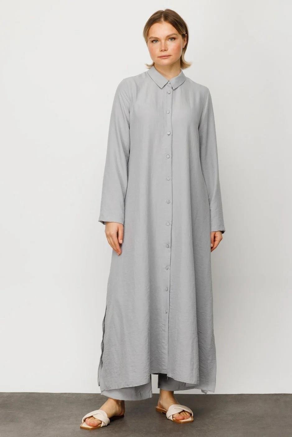 MİCCA Micca 241597M Nuovo Pelerin Tunik - Gri  Tunik 
