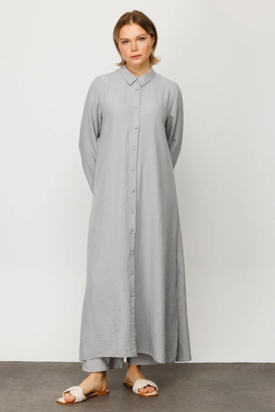 MİCCA Micca 241597M Nuovo Pelerin Tunik - Gri  Tunik 