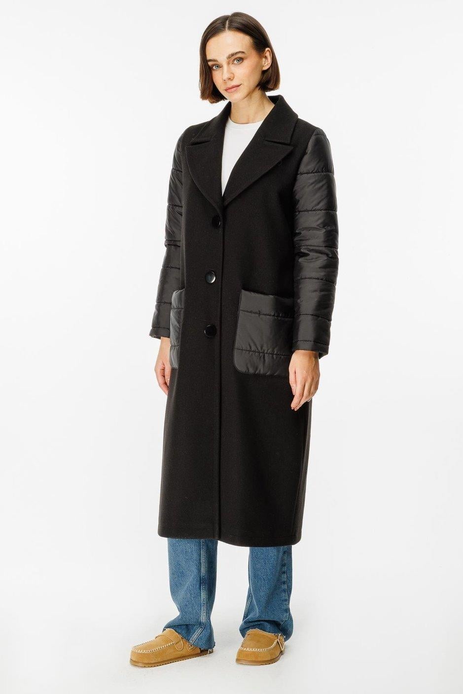 MİCCA Micca 242524M Kaşe Beden Ve Kapitone Dolgu Spor Kaban - Siyah  Kaban & Mont 