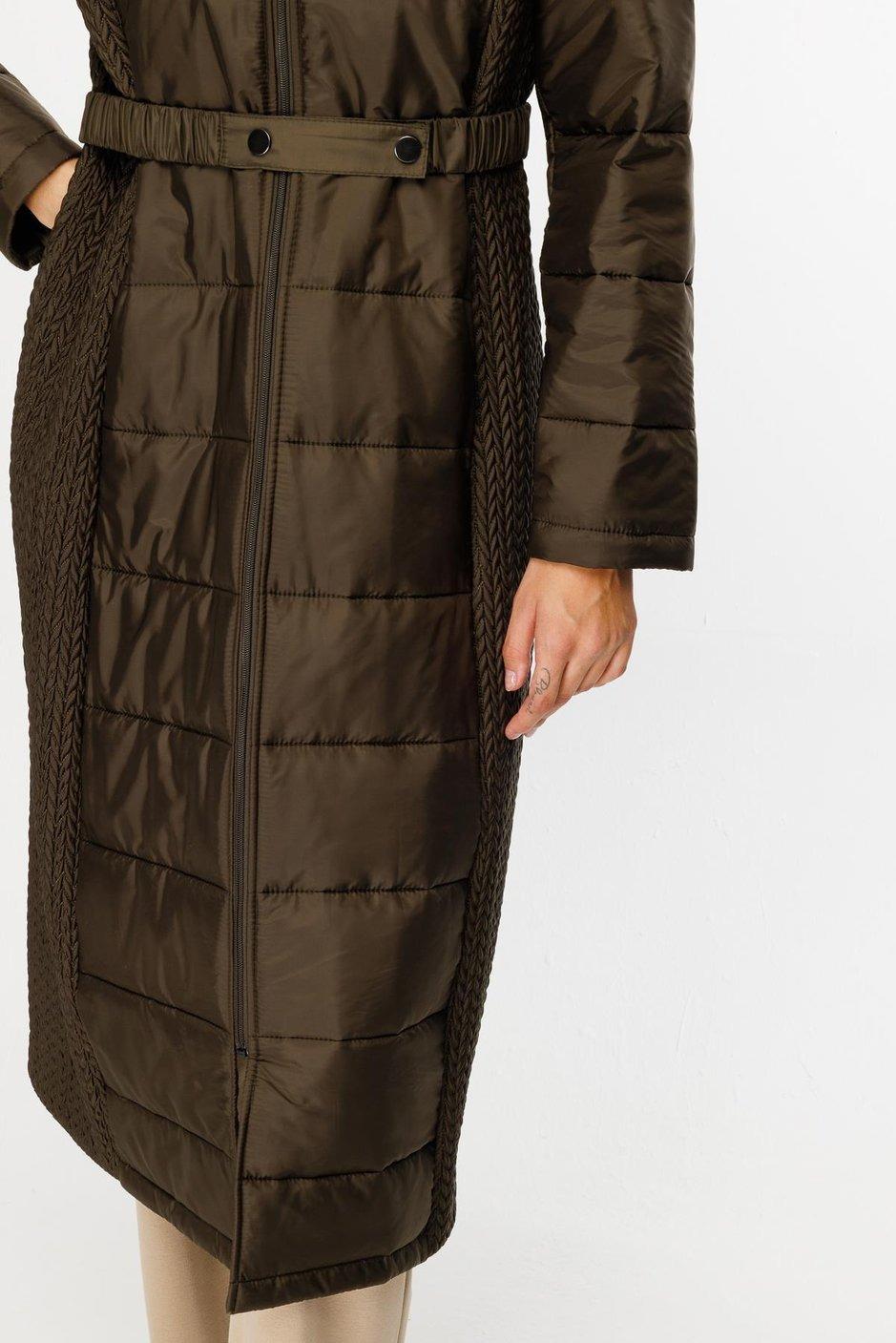 MİCCA Micca 242584M Yan Örgü Detay Mont - Haki  Kaban & Mont 