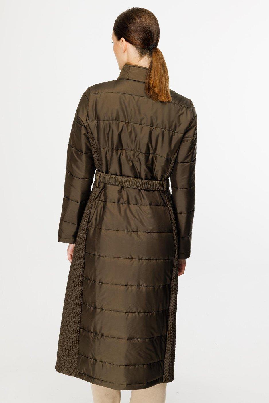 MİCCA Micca 242584M Yan Örgü Detay Mont - Haki  Kaban & Mont 