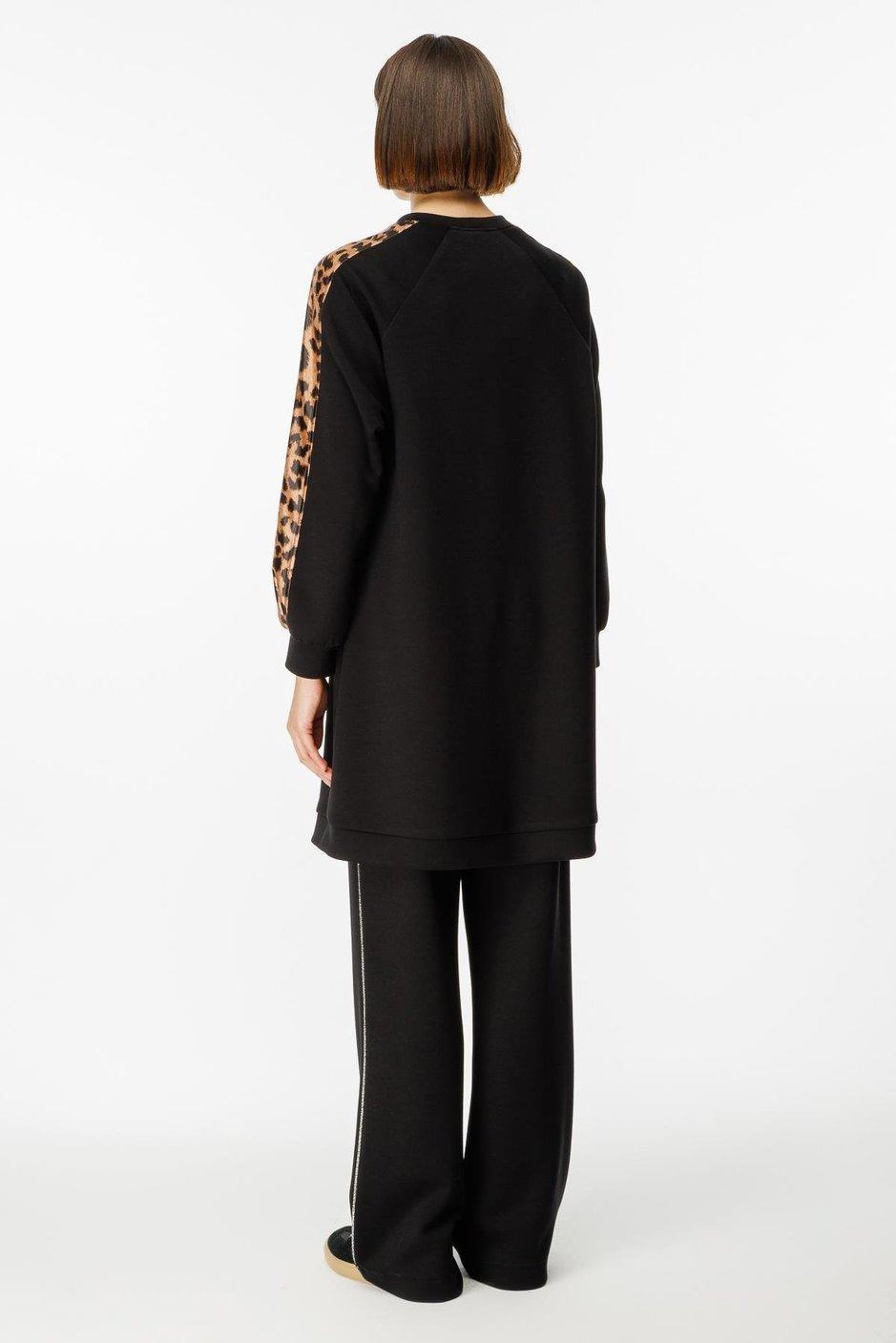 MİCCA Micca 242890M Leopar Sim Detaylı Örme Pantolonlu Takım - Siyah  Takım 