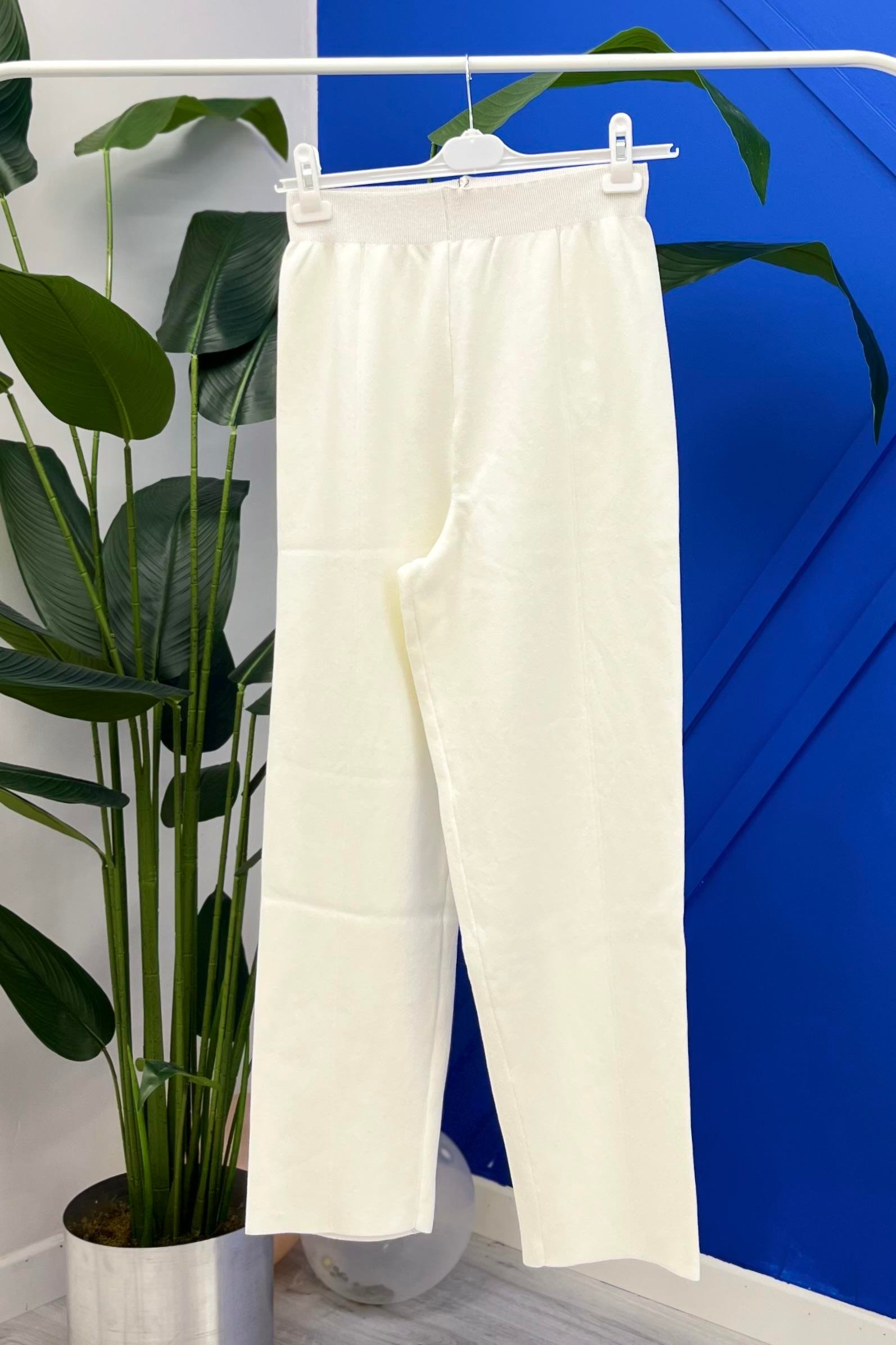 MİSSEMRAMİSS Missemramiss 4159 Elegante Pamuklu Triko Pantolon - Ekru  Pantolon
