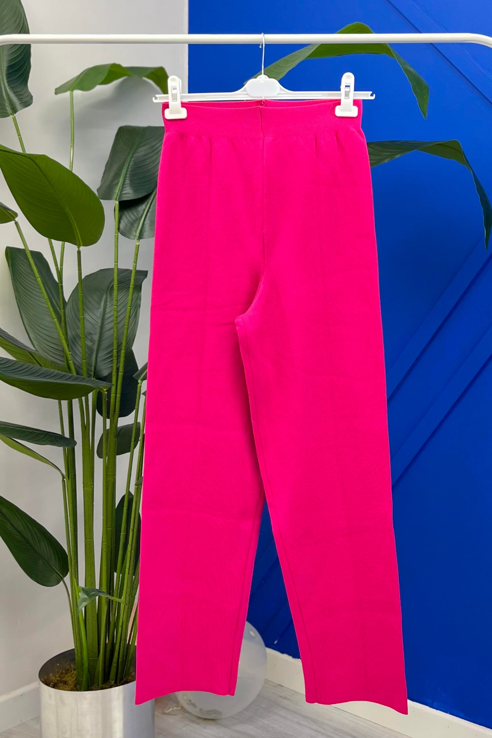 MİSSEMRAMİSS Missemramiss 4159 Elegante Pamuklu Triko Pantolon - Fuşya  Pantolon