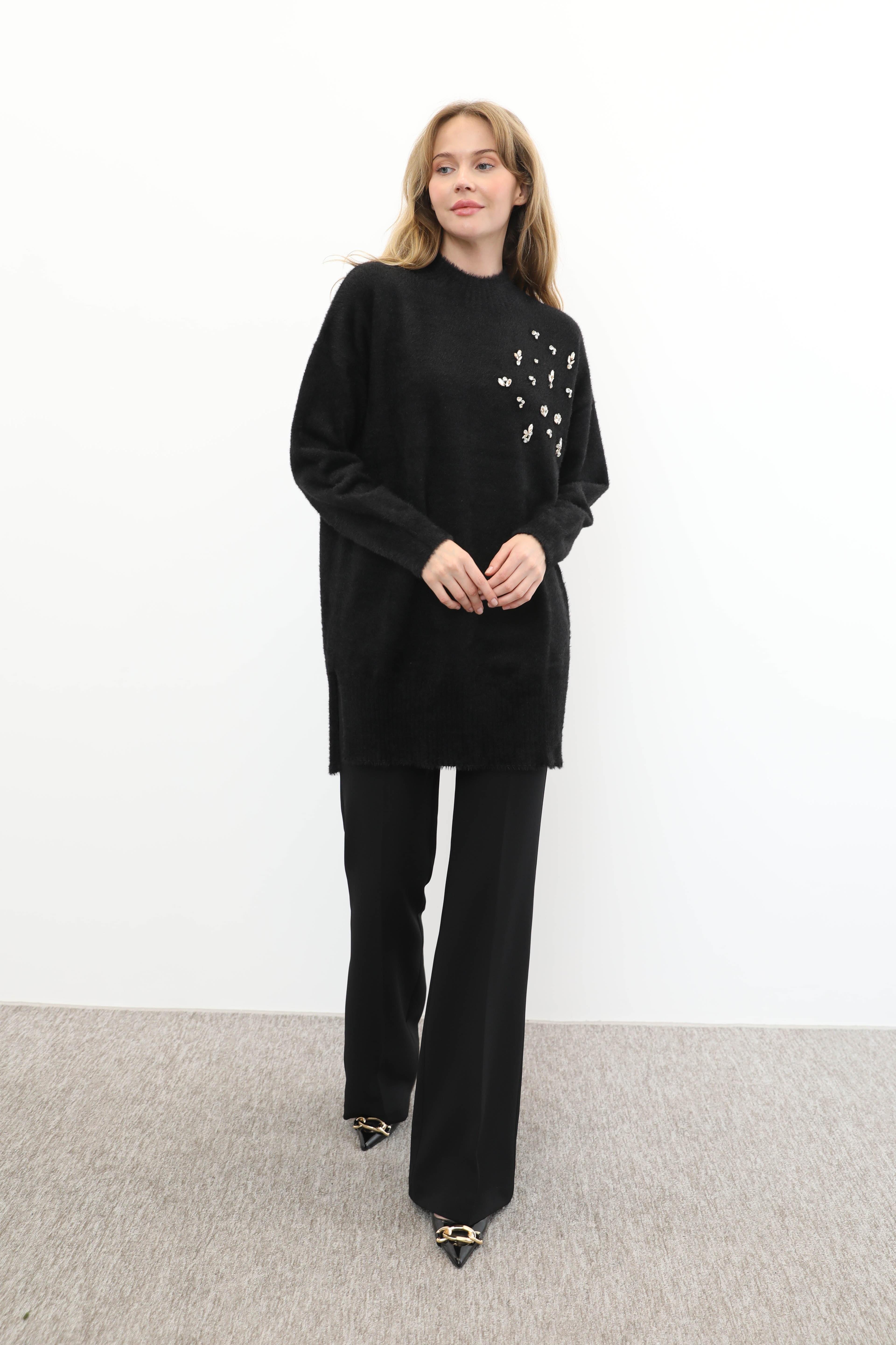 MİSSEMRAMİSS Missemramiss 4572 Maglione Angora Kazak - Siyah Missemramiss 4572 Maglione Angora Kazak - Siyah - Bilen Giyim Kazak 