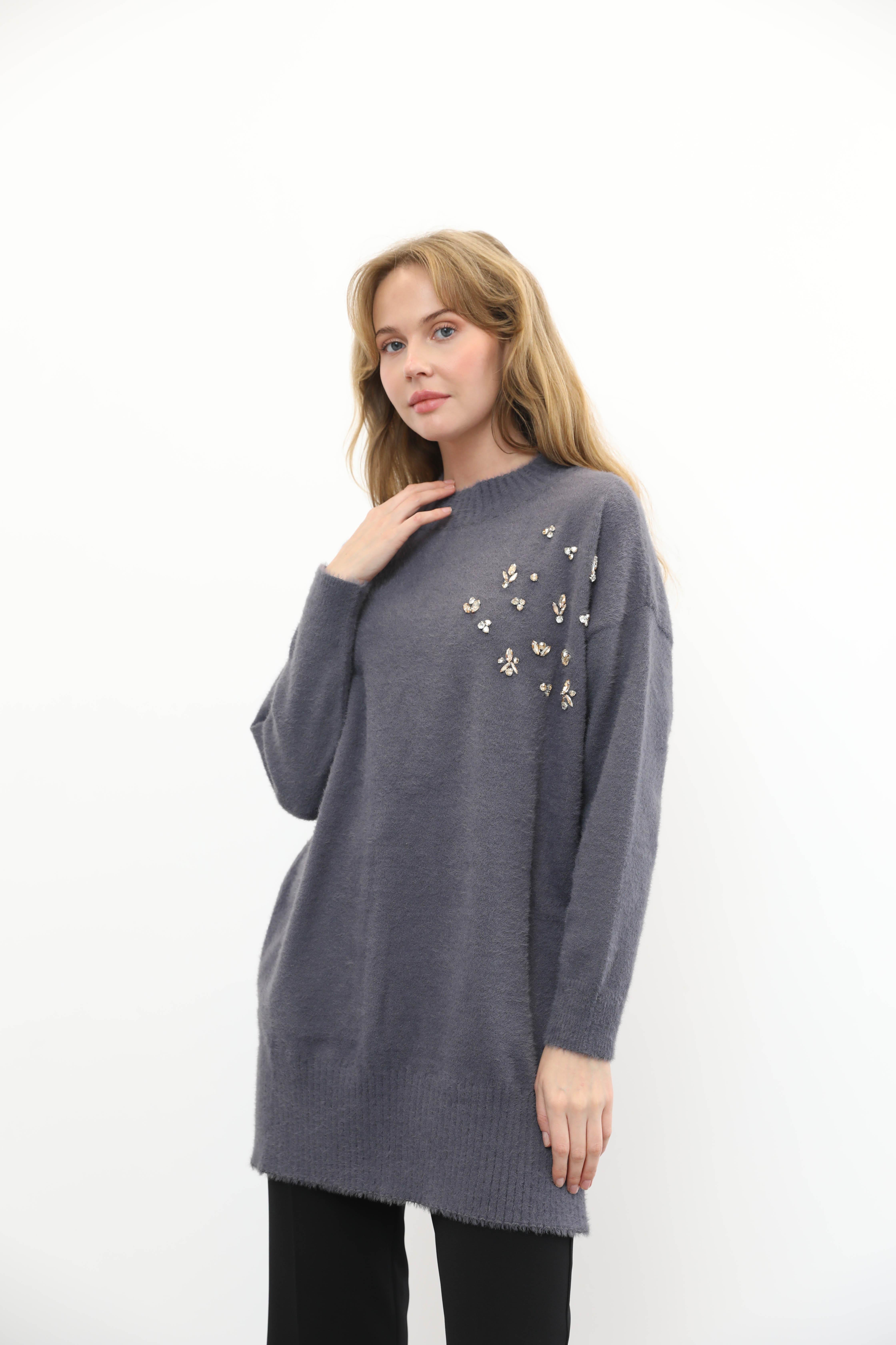 MİSSEMRAMİSS Missemramiss 4572 Maglione Angora Kazak - Antrasit Missemramiss 4572 Maglione Angora Kazak - Antrasit - Bilen Giyim Kazak 