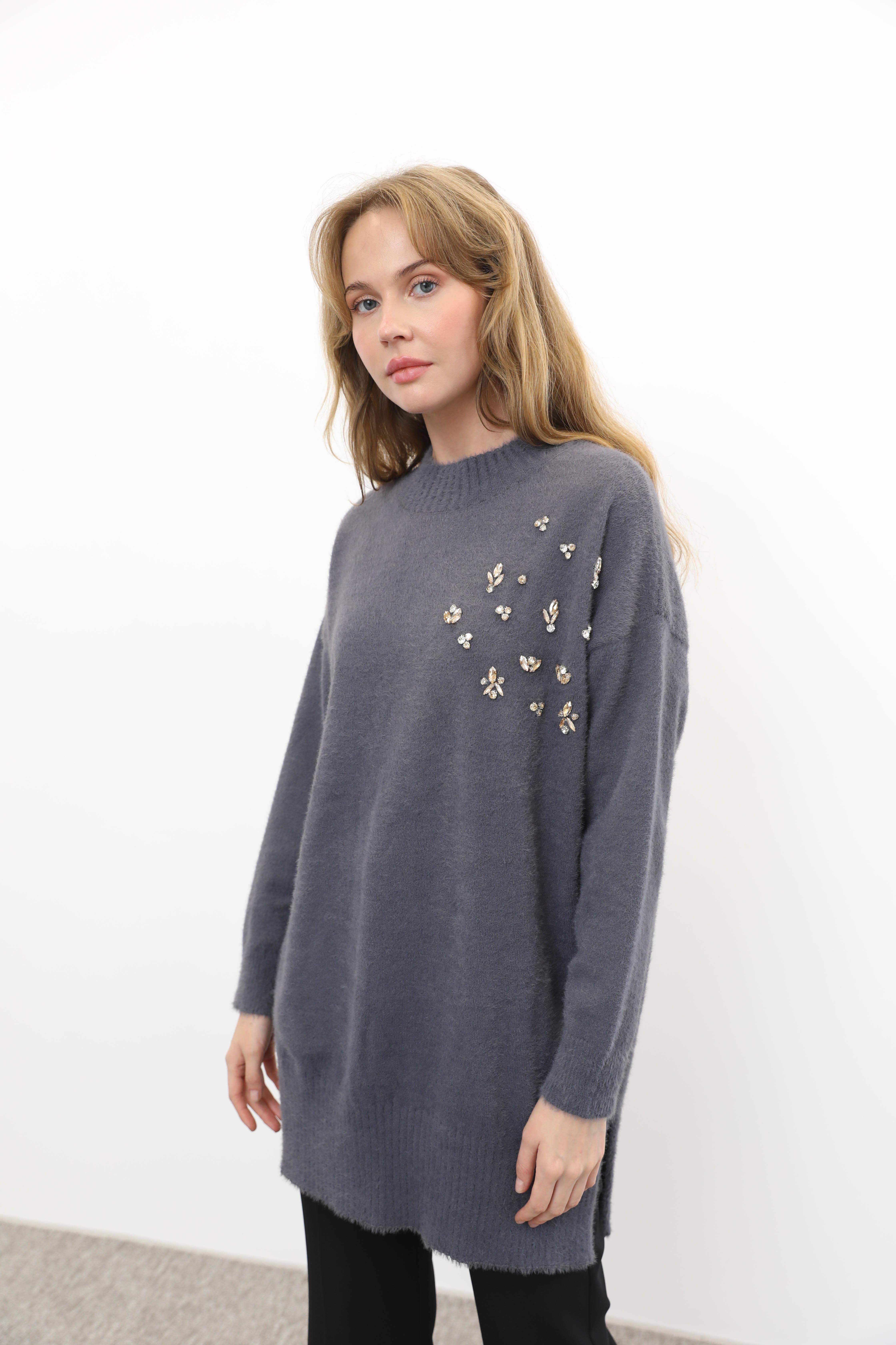 MİSSEMRAMİSS Missemramiss 4572 Maglione Angora Kazak - Antrasit Missemramiss 4572 Maglione Angora Kazak - Antrasit - Bilen Giyim Kazak 