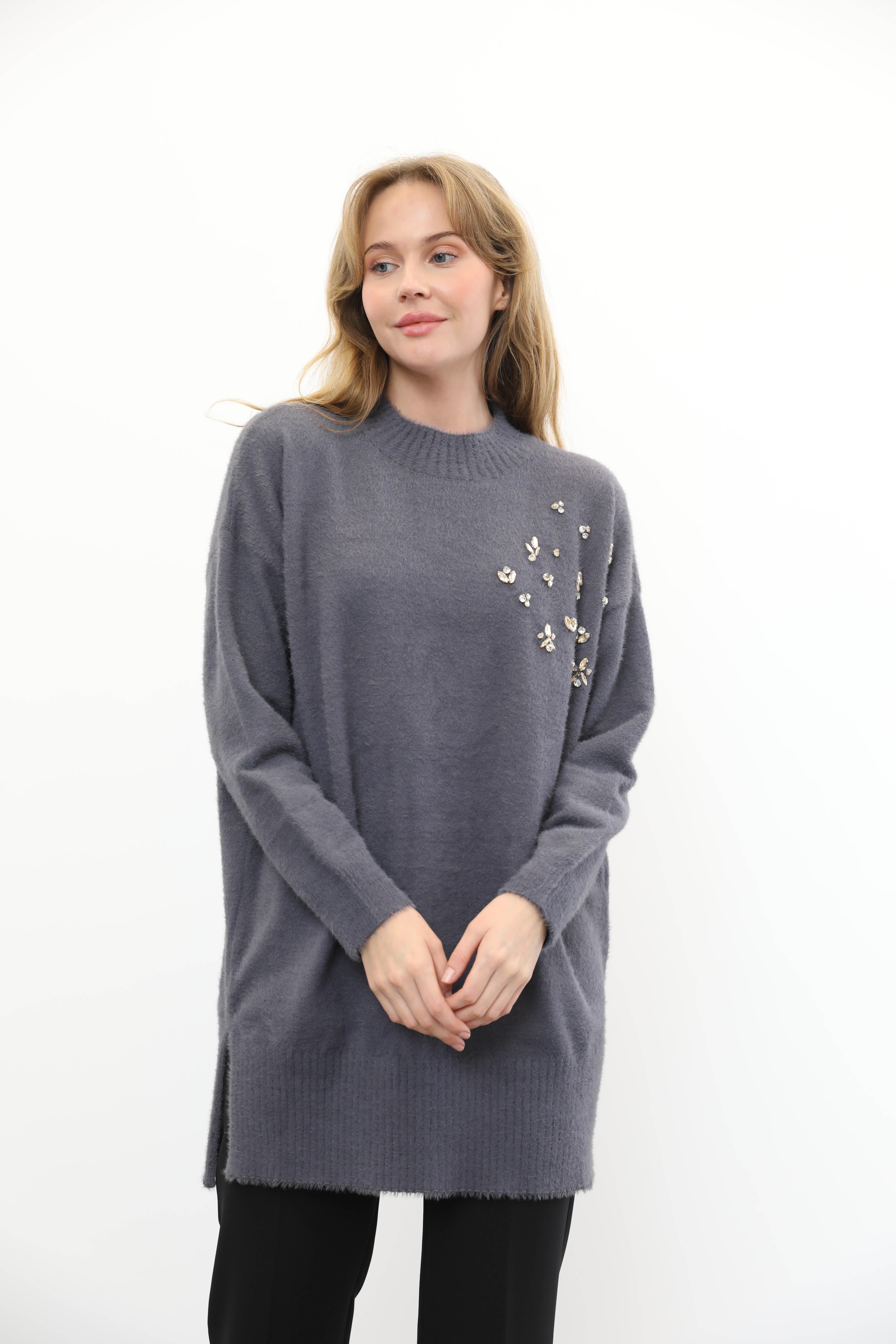 MİSSEMRAMİSS Missemramiss 4572 Maglione Angora Kazak - Antrasit Missemramiss 4572 Maglione Angora Kazak - Antrasit - Bilen Giyim Kazak 