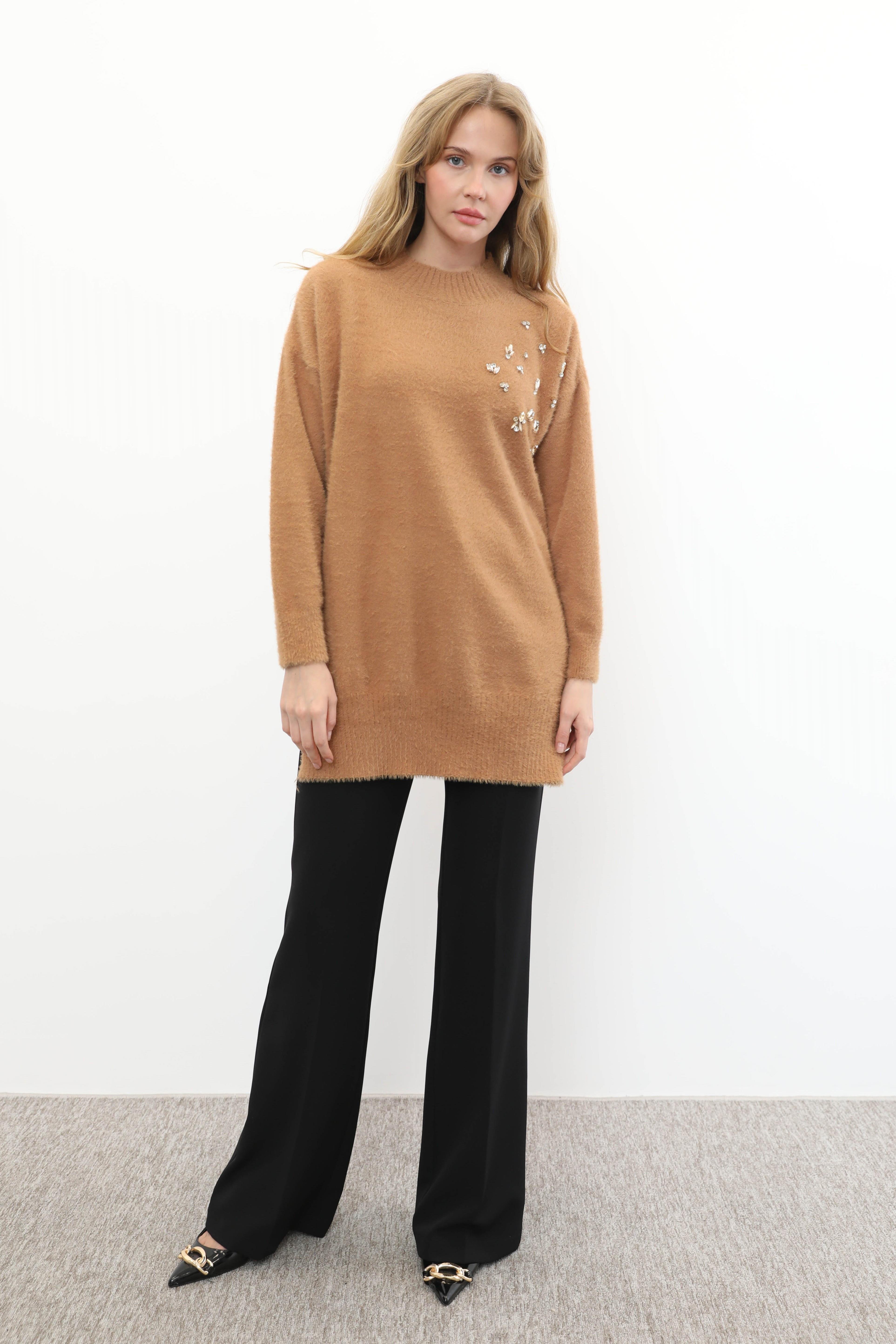 MİSSEMRAMİSS Missemramiss 4572 Maglione Angora Kazak - Camel Missemramiss 4572 Maglione Angora Kazak - Camel - Bilen Giyim Kazak 