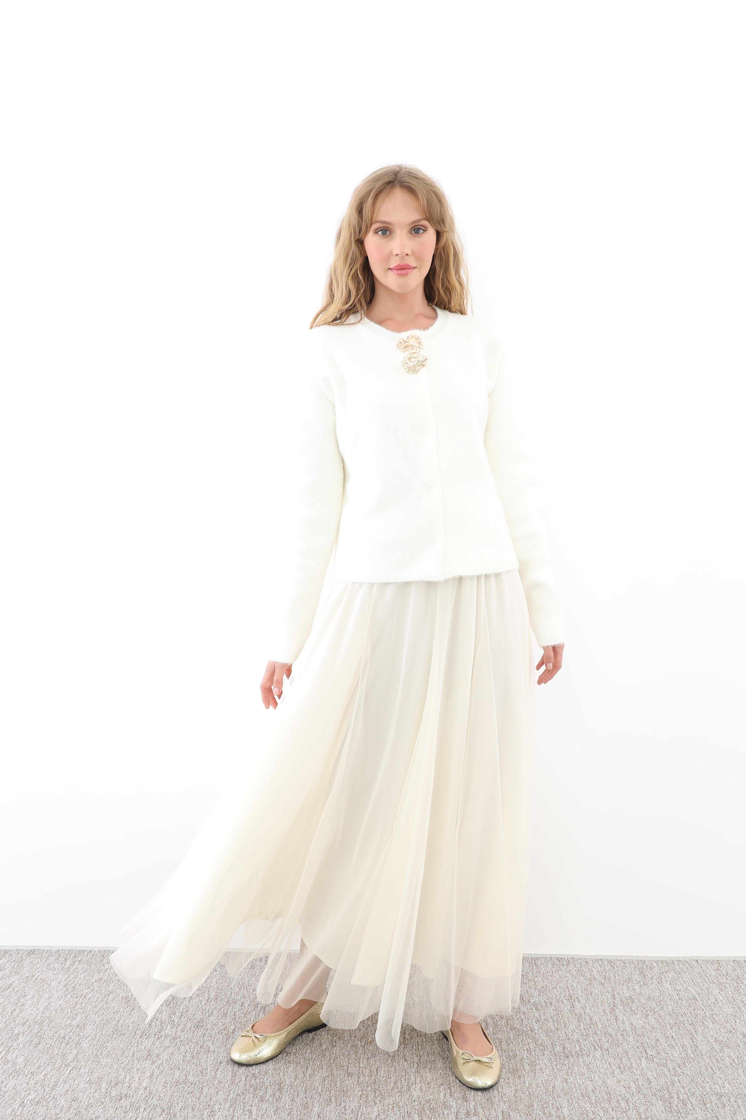 MİSSEMRAMİSS Missemramiss 4573 Bellissimo Angora Hırka - Ekru  Hırka 