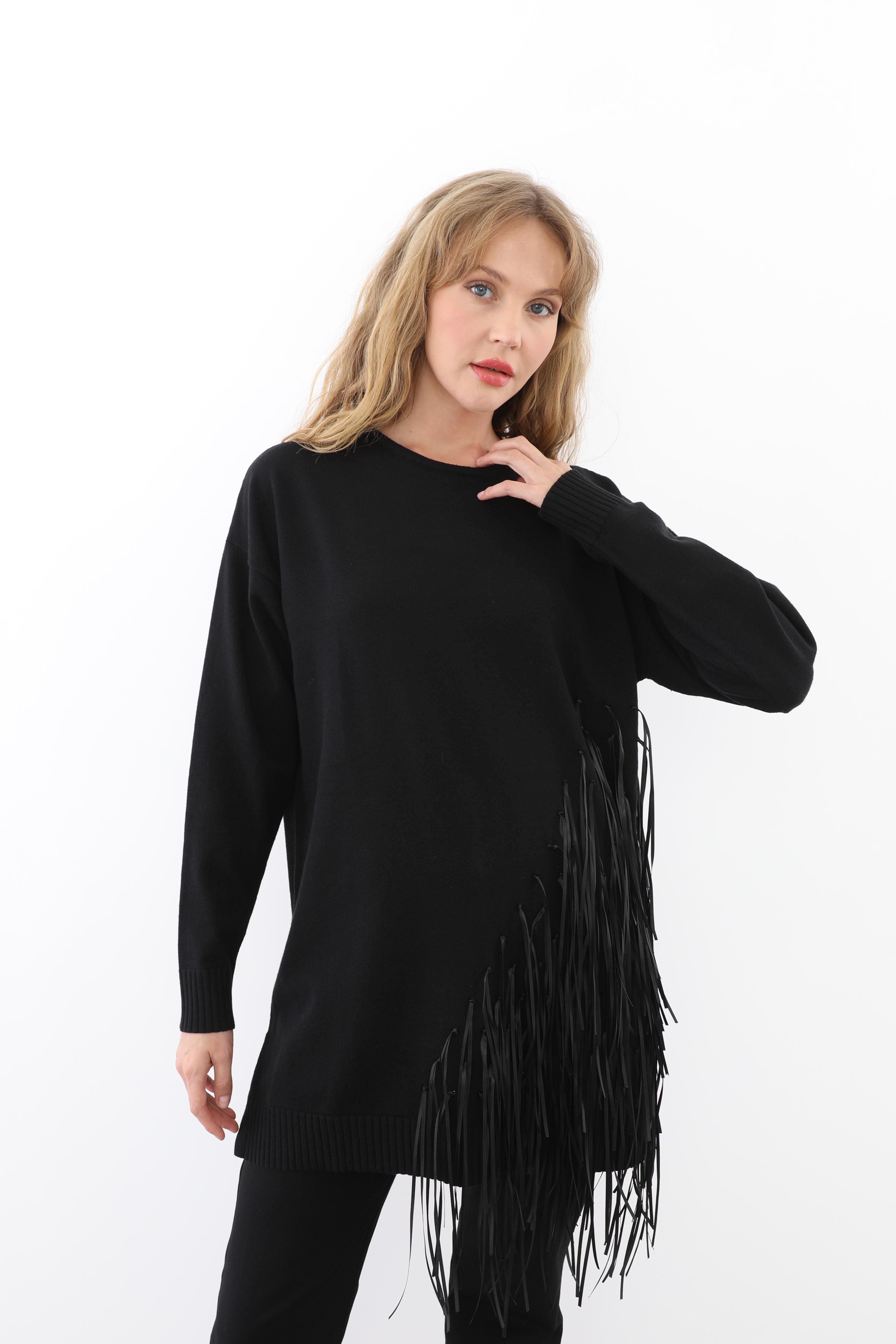 MİSSEMRAMİSS Missemramiss 4585 Rope Basic Triko Kazak - Siyah  Kazak 