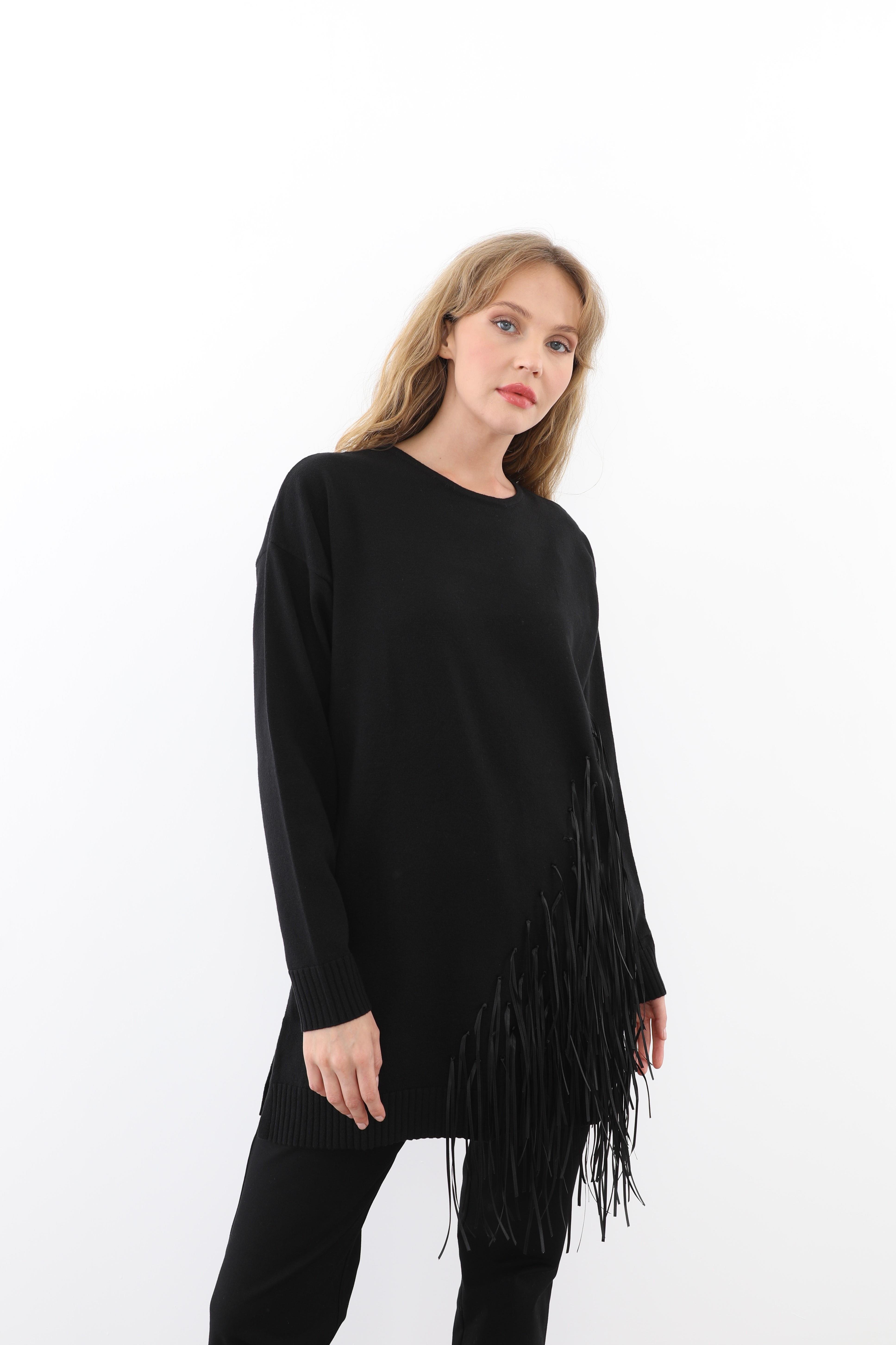 MİSSEMRAMİSS Missemramiss 4585 Rope Basic Triko Kazak - Siyah  Kazak 