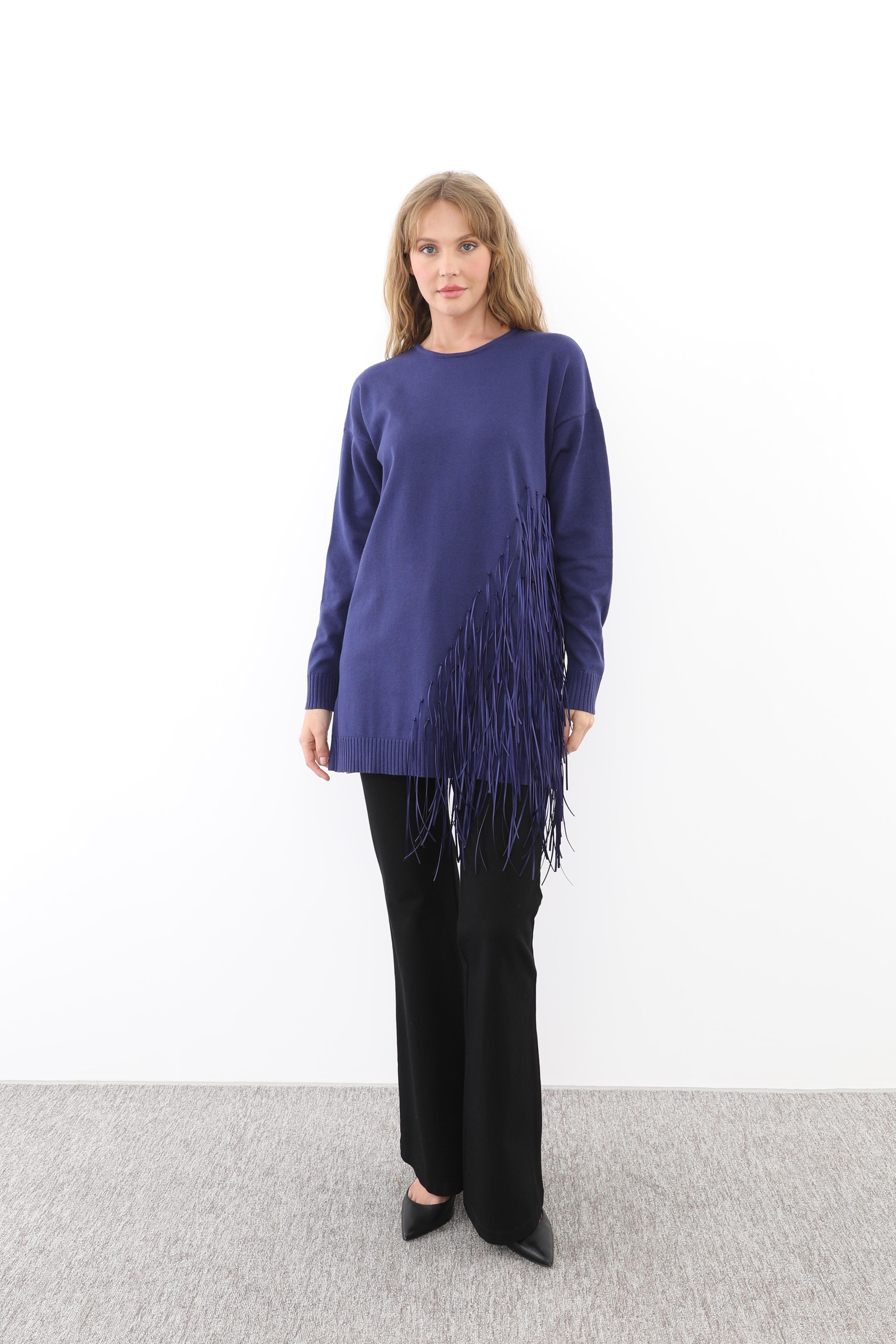 MİSSEMRAMİSS Missemramiss 4585 Rope Basic Triko Kazak - Lacivert  Kazak 