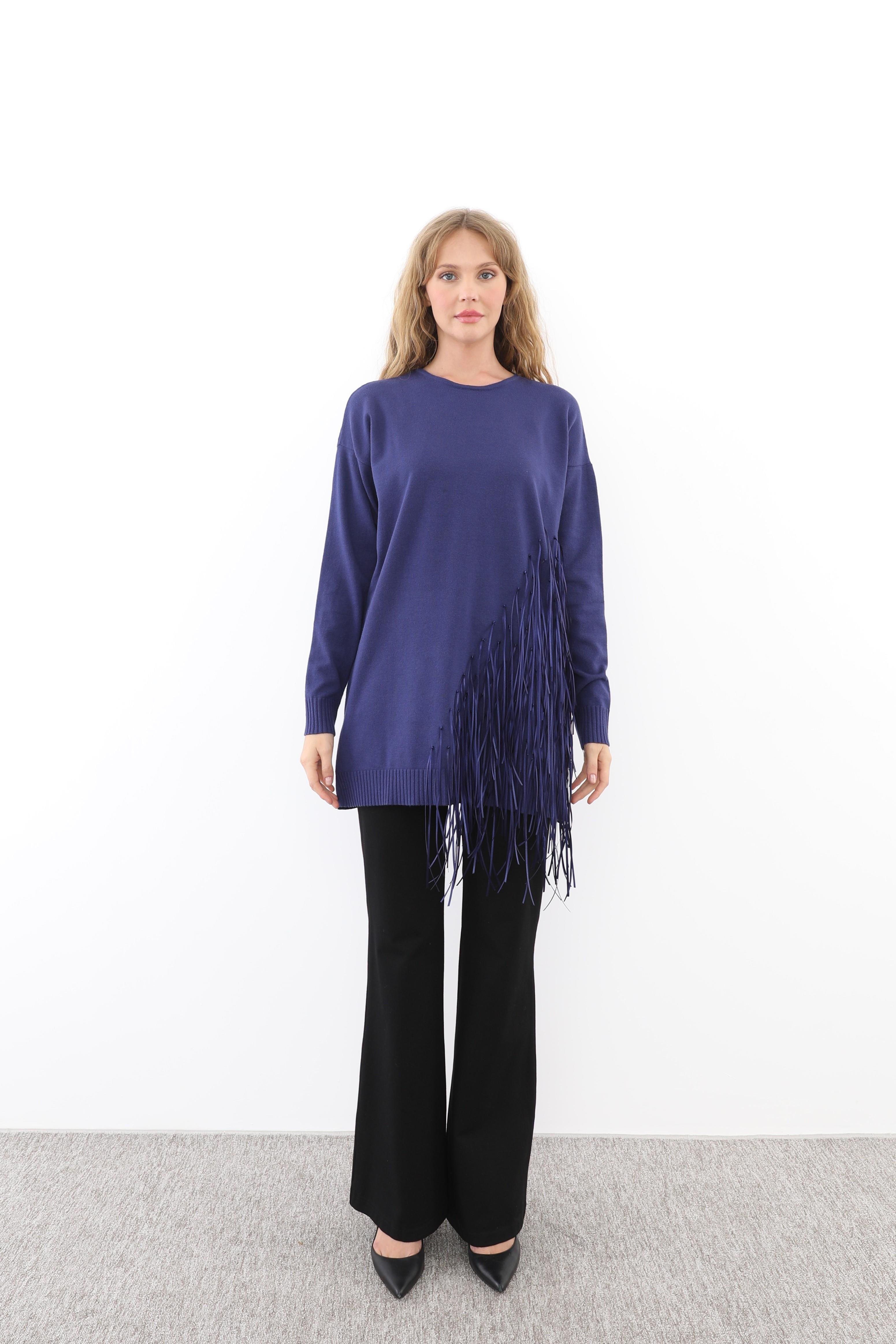 MİSSEMRAMİSS Missemramiss 4585 Rope Basic Triko Kazak - Lacivert  Kazak 
