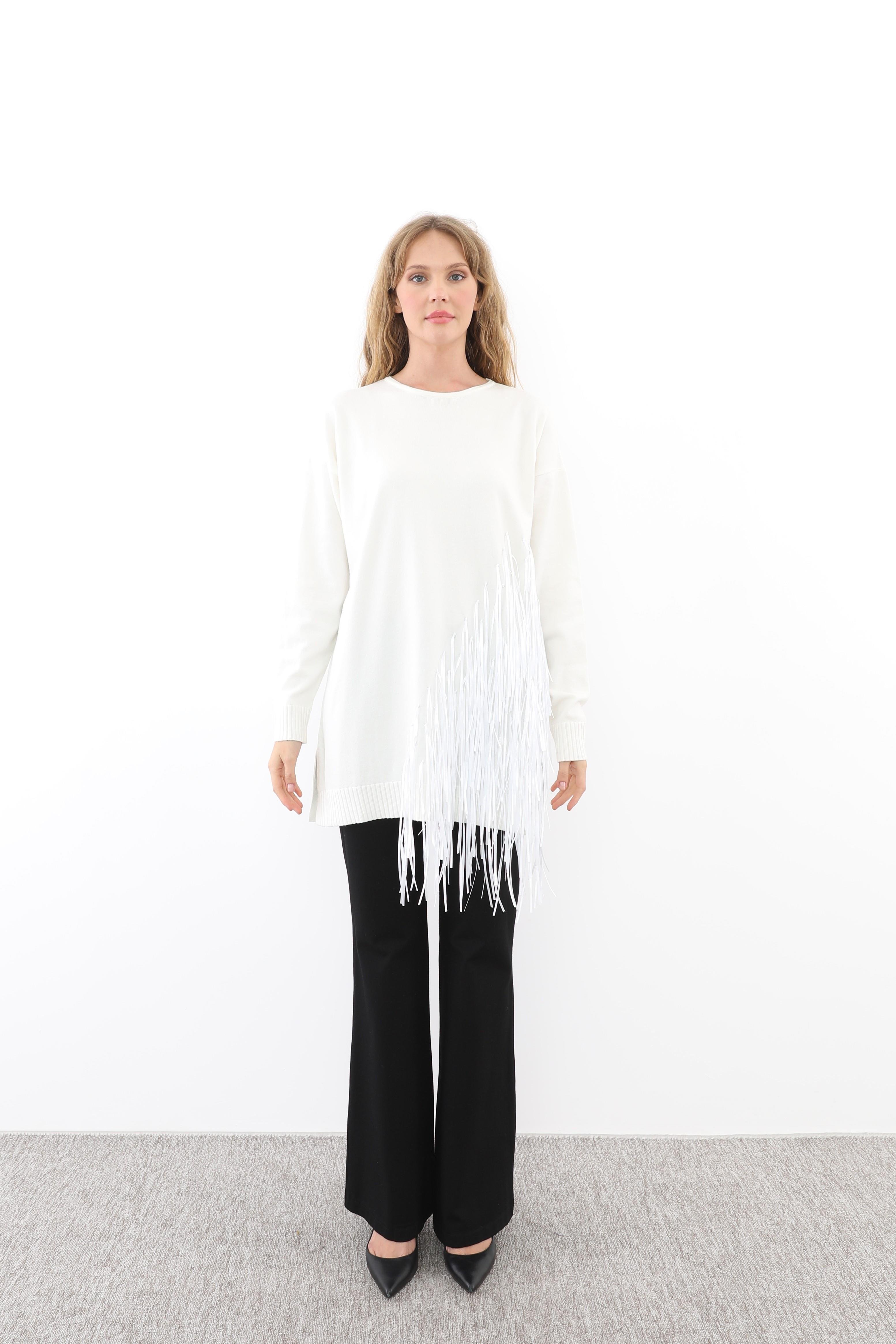 MİSSEMRAMİSS Missemramiss 4585 Rope Basic Triko Kazak - Ekru  Kazak 