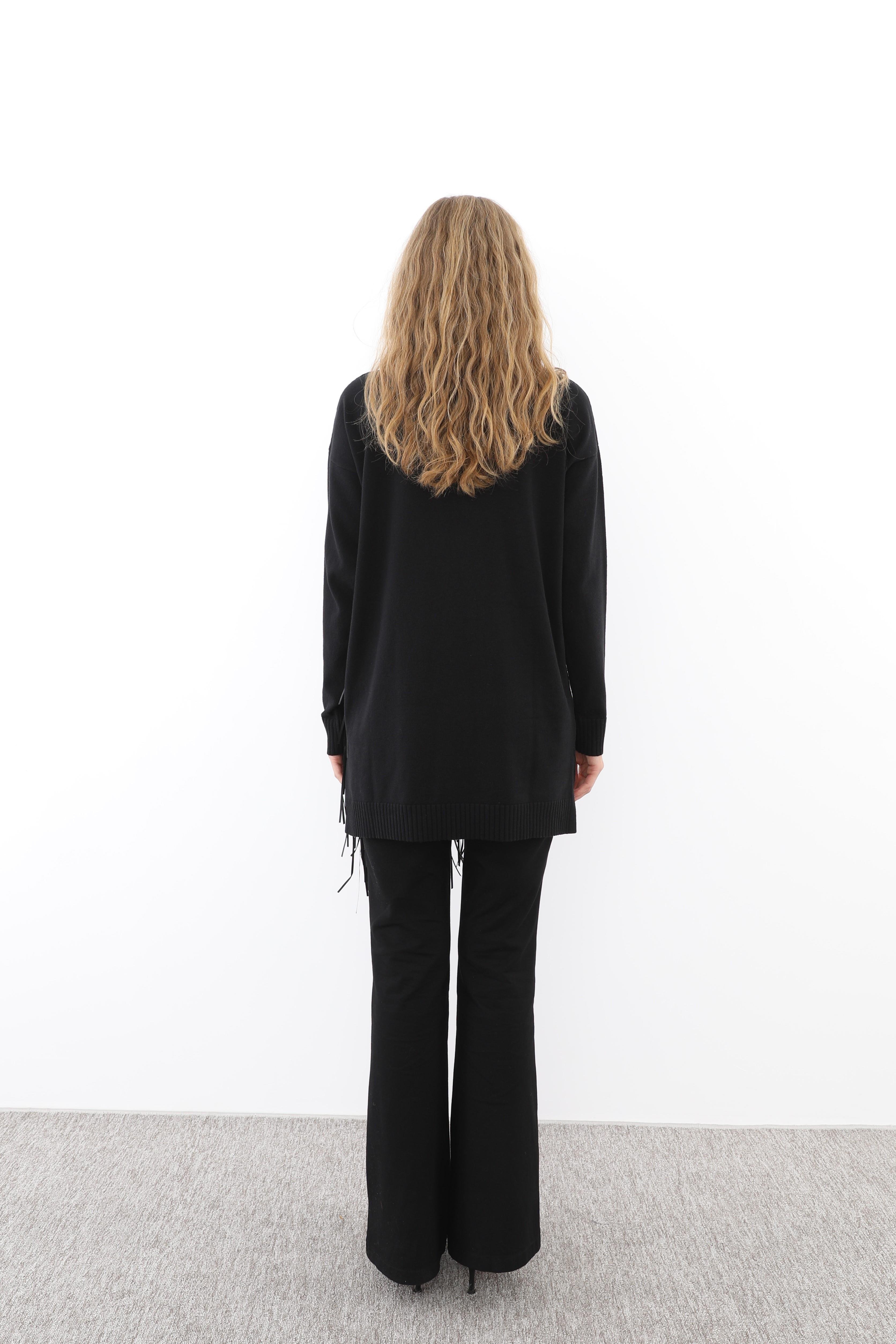 MİSSEMRAMİSS Missemramiss 4585 Rope Basic Triko Kazak - Siyah  Kazak 