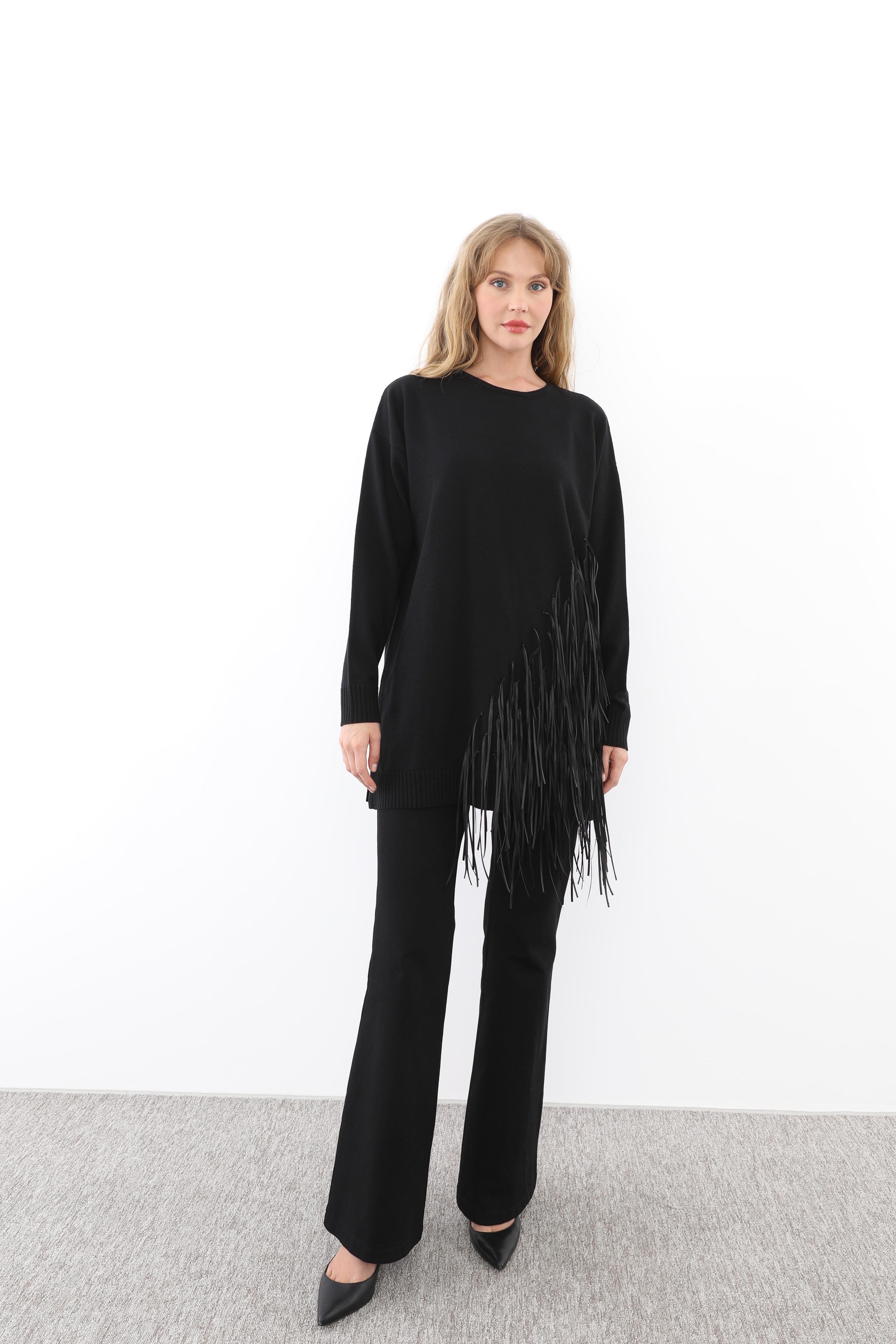 MİSSEMRAMİSS Missemramiss 4585 Rope Basic Triko Kazak - Siyah  Kazak 