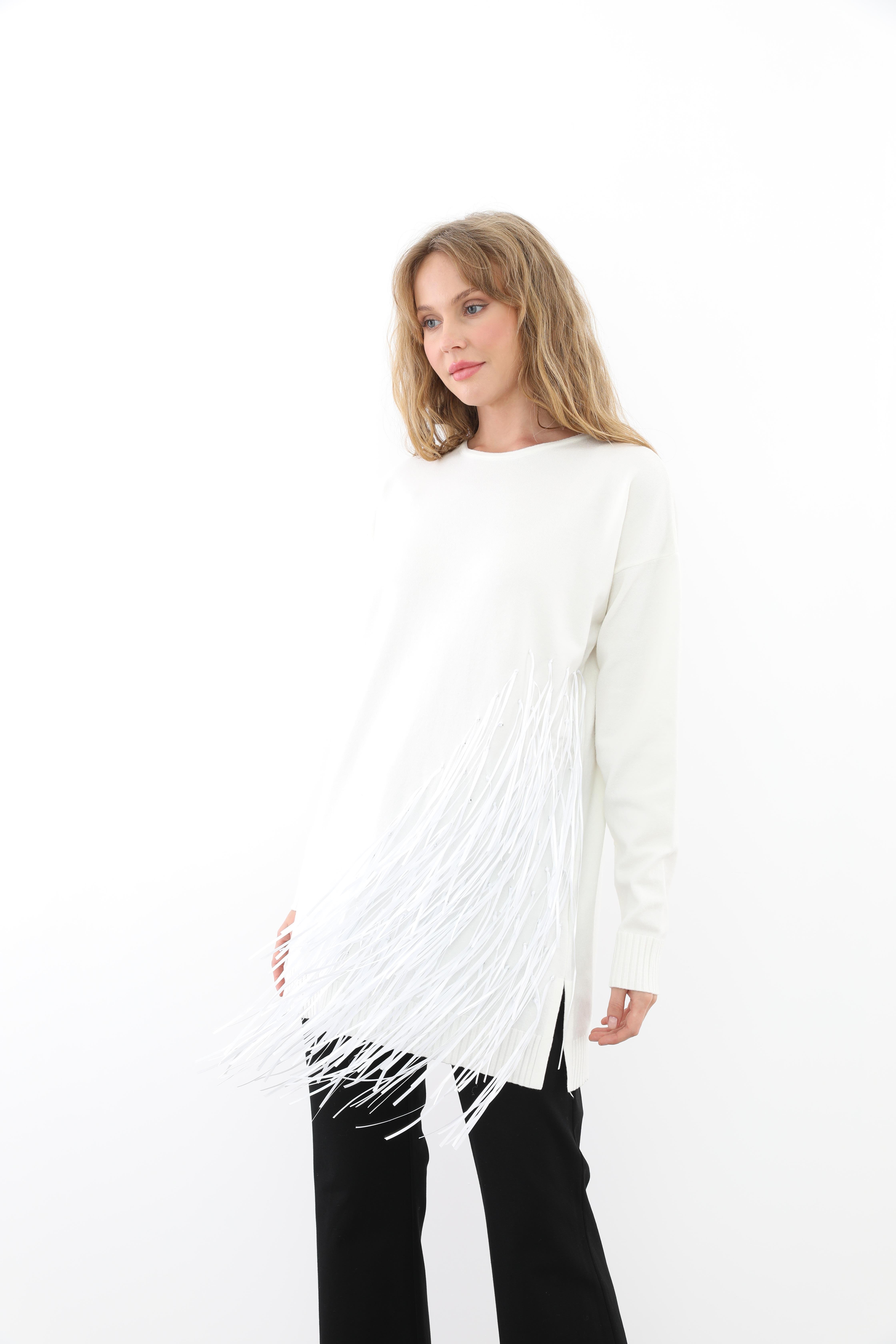 MİSSEMRAMİSS Missemramiss 4585 Rope Basic Triko Kazak - Ekru  Kazak 