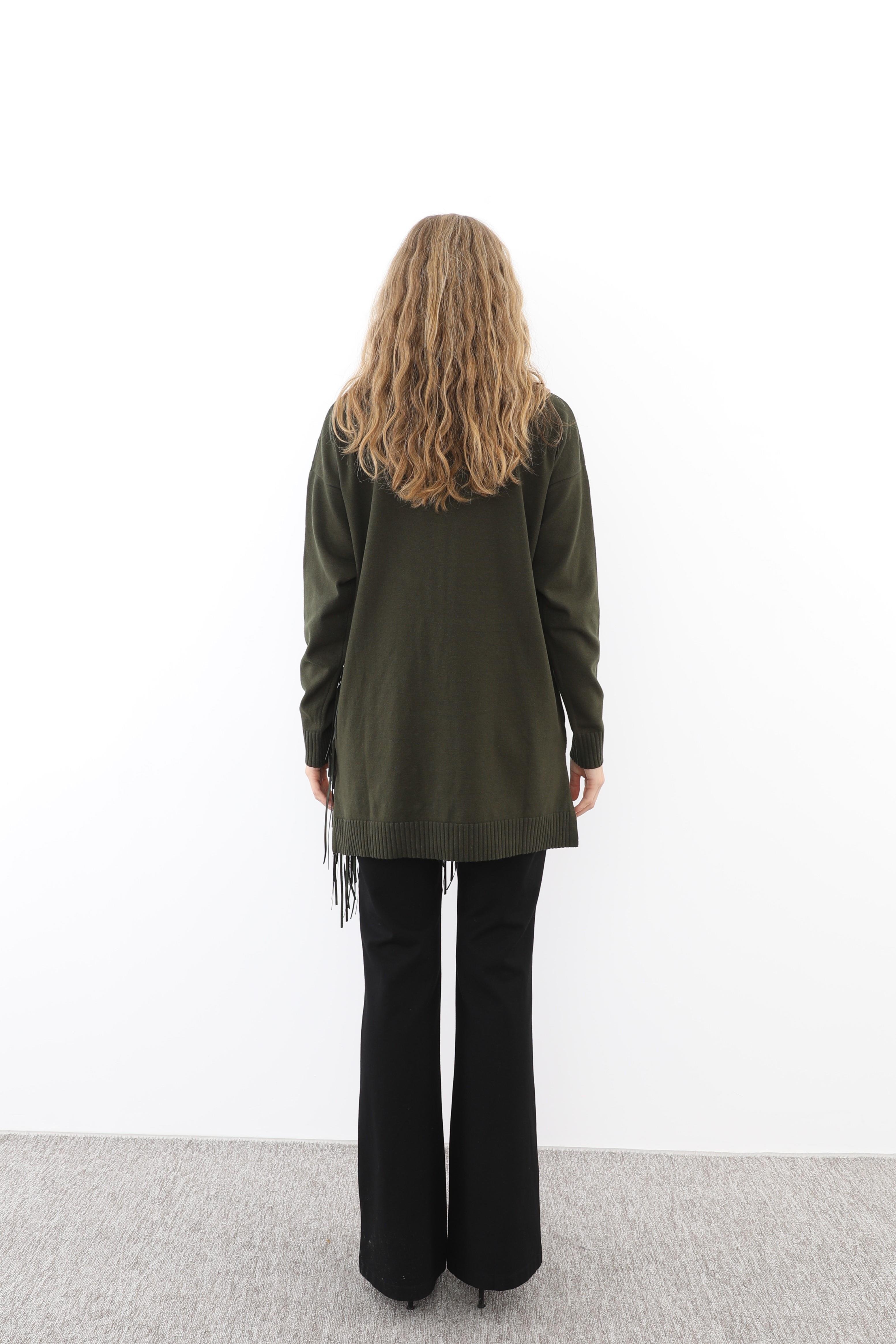 MİSSEMRAMİSS Missemramiss 4585 Rope Basic Triko Kazak - Haki  Kazak 