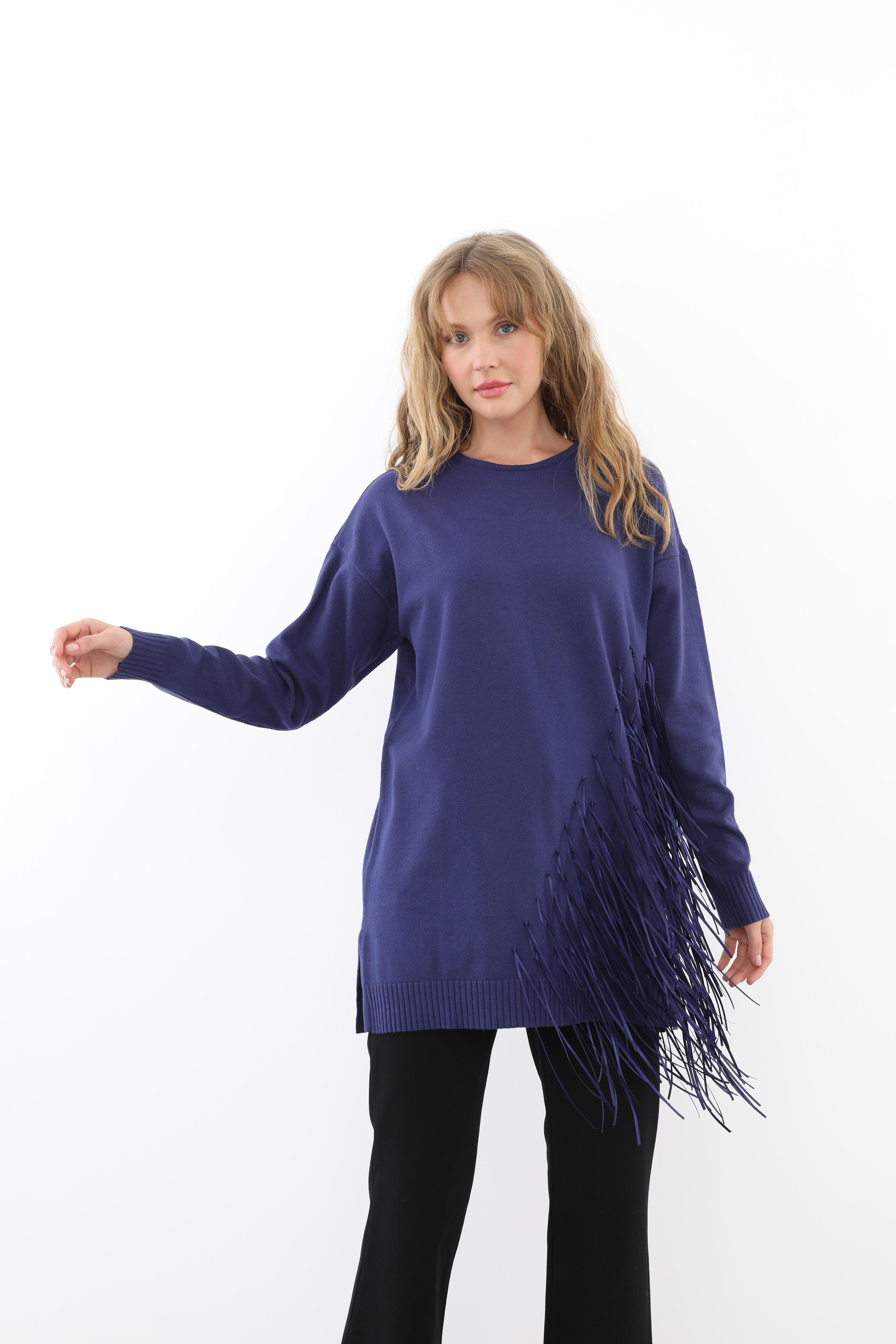MİSSEMRAMİSS Missemramiss 4585 Rope Basic Triko Kazak - Lacivert  Kazak 