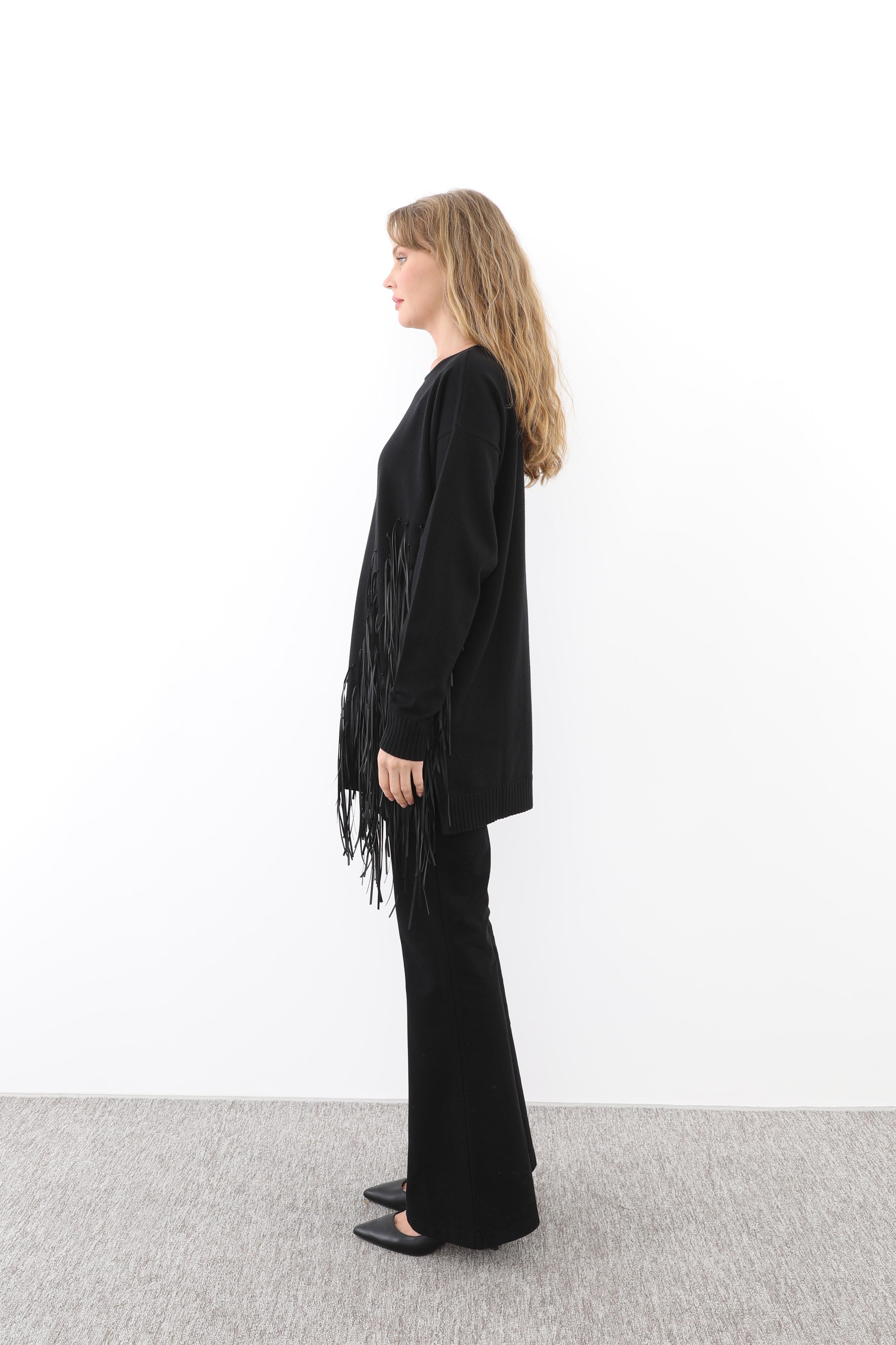 MİSSEMRAMİSS Missemramiss 4585 Rope Basic Triko Kazak - Siyah  Kazak 