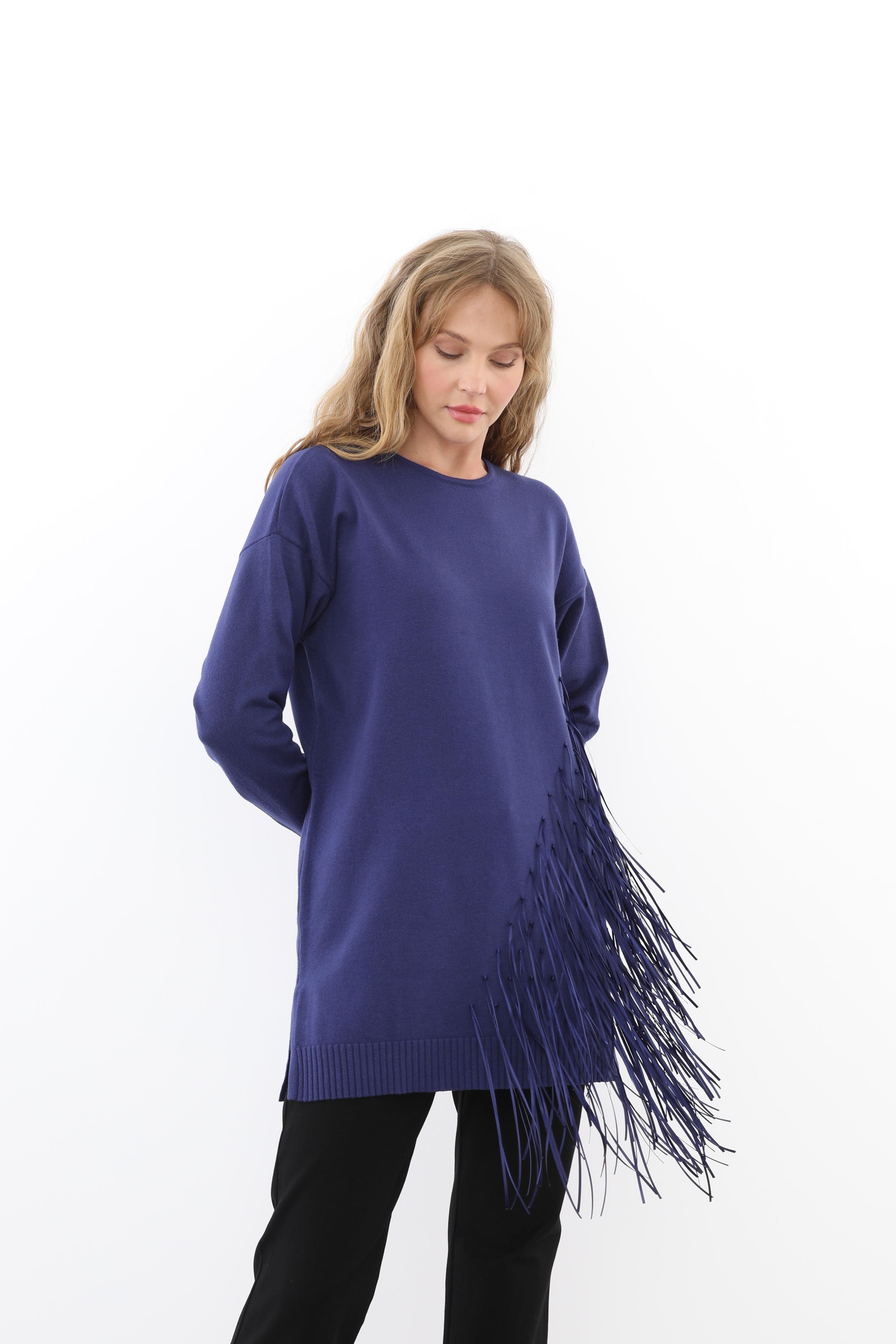 MİSSEMRAMİSS Missemramiss 4585 Rope Basic Triko Kazak - Lacivert  Kazak 