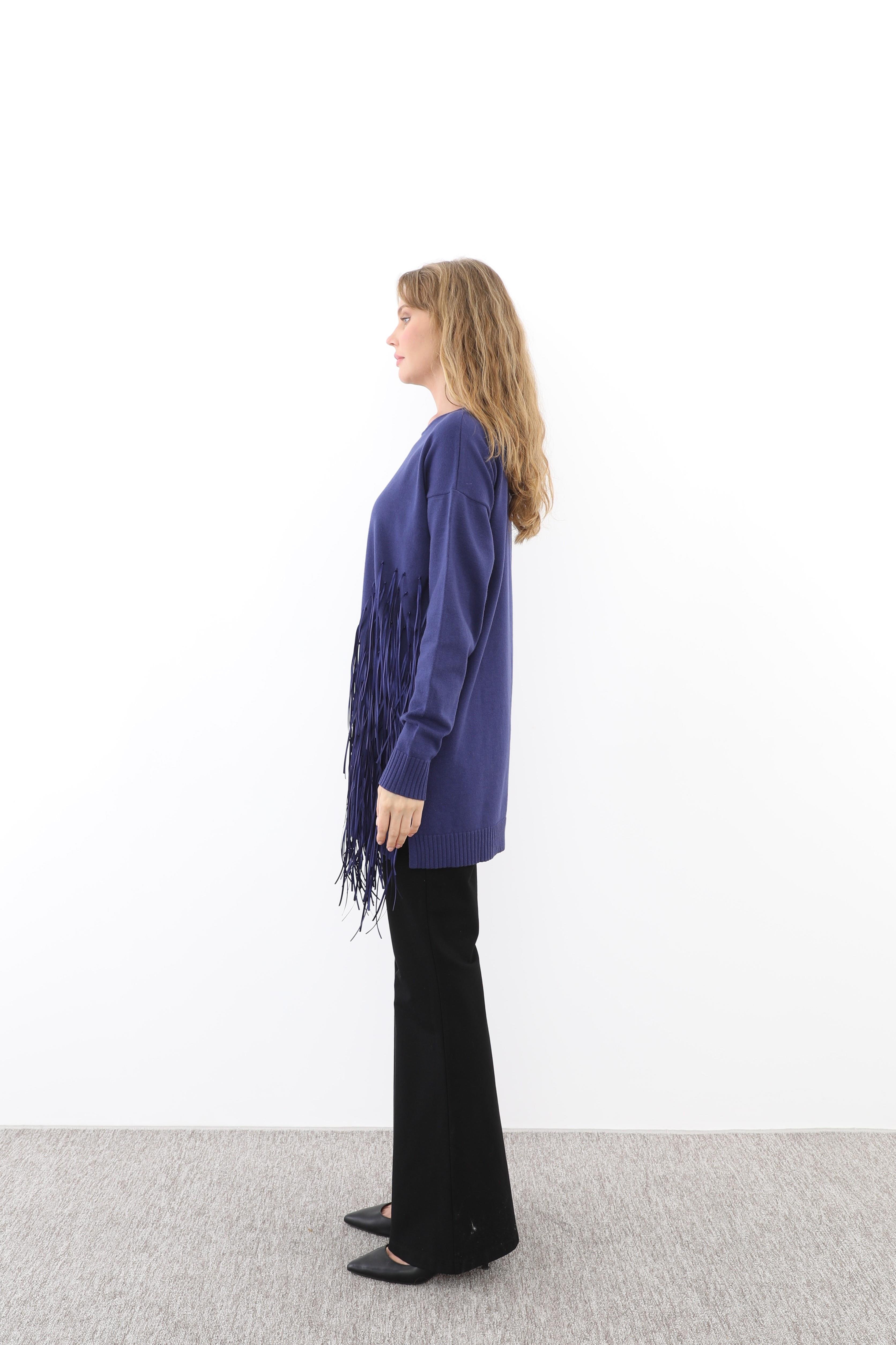 MİSSEMRAMİSS Missemramiss 4585 Rope Basic Triko Kazak - Lacivert  Kazak 