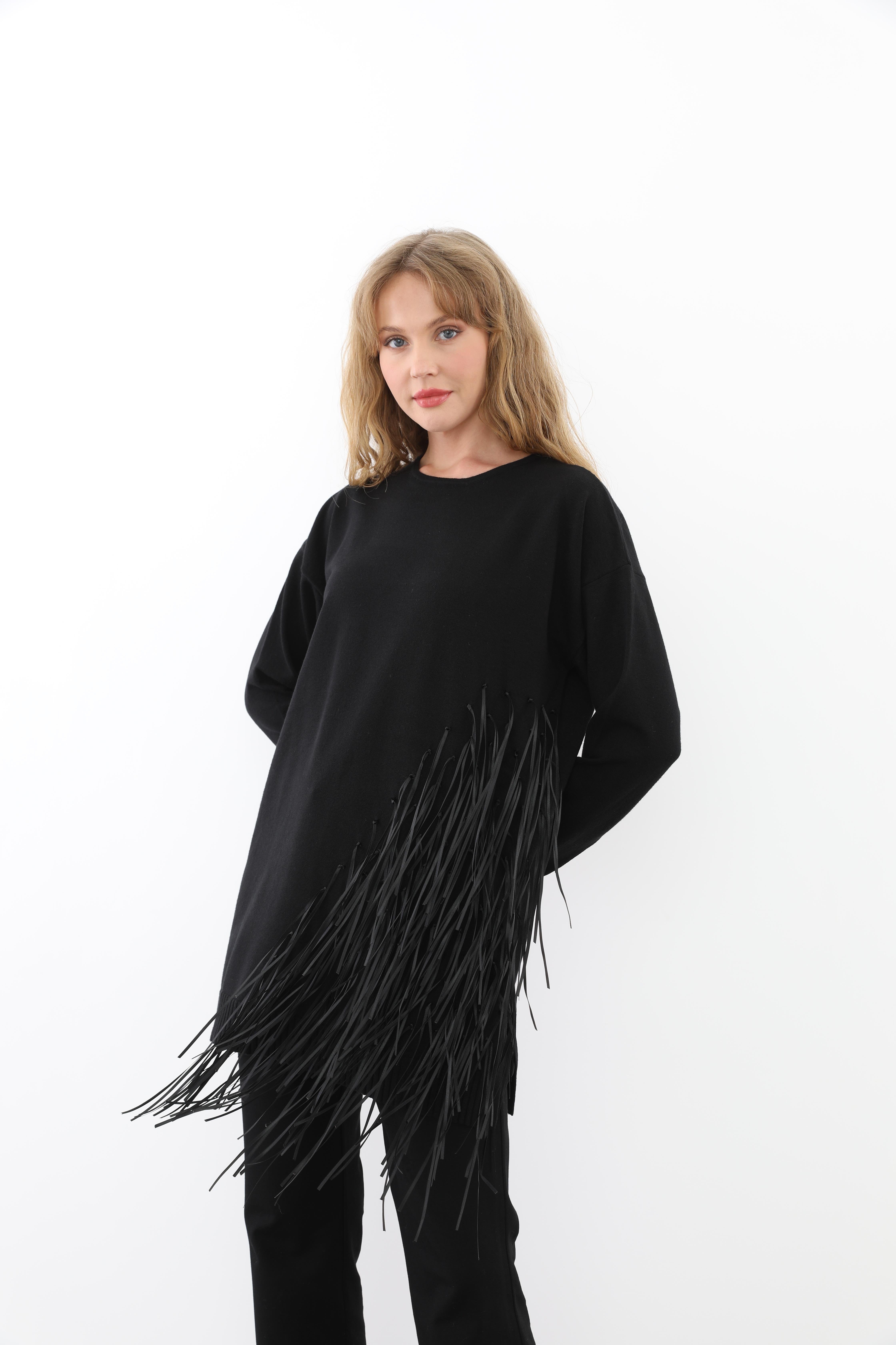 MİSSEMRAMİSS Missemramiss 4585 Rope Basic Triko Kazak - Siyah  Kazak 