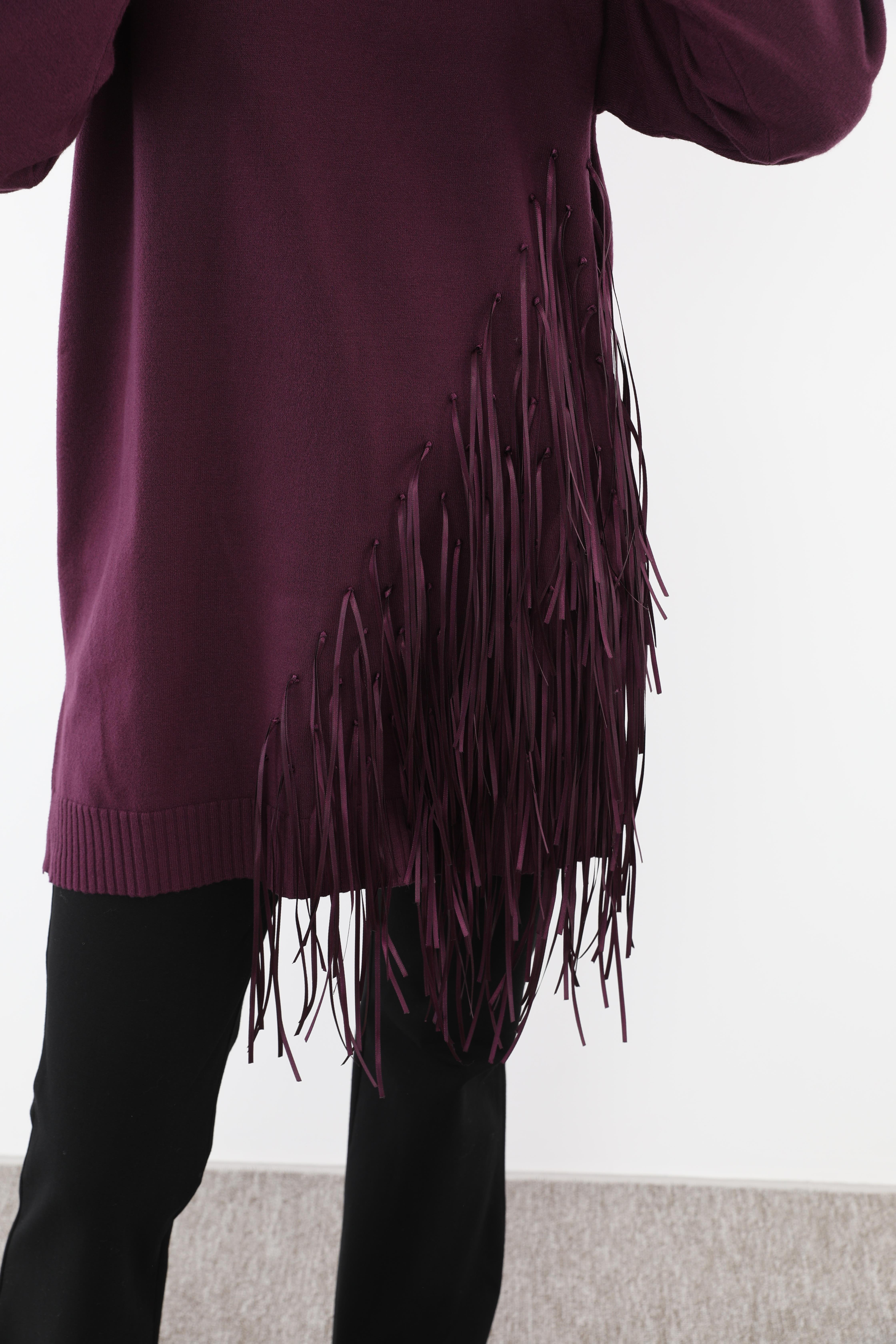 MİSSEMRAMİSS Missemramiss 4585 Rope Basic Triko Kazak - Mürdüm  Kazak 