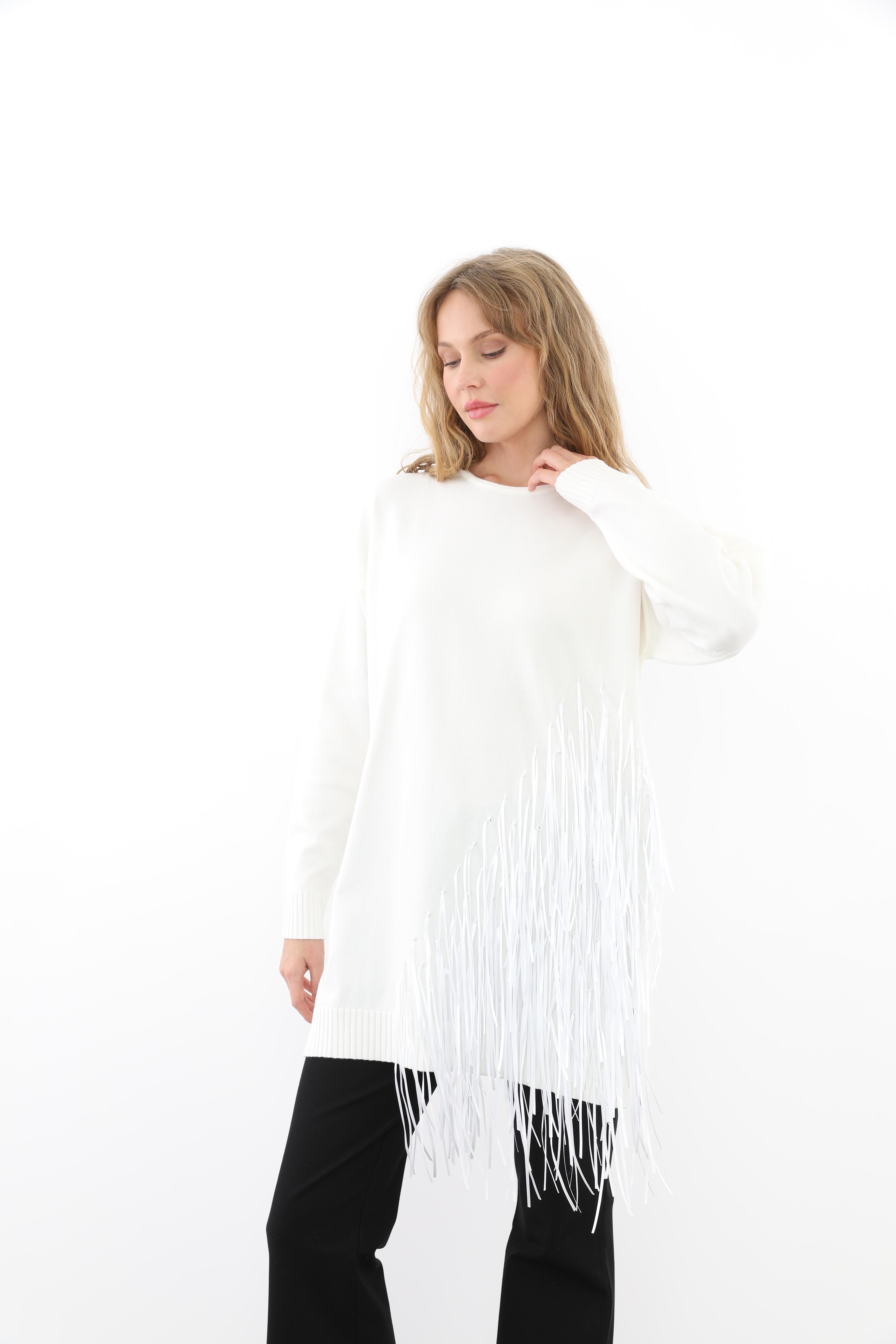 MİSSEMRAMİSS Missemramiss 4585 Rope Basic Triko Kazak - Ekru  Kazak 