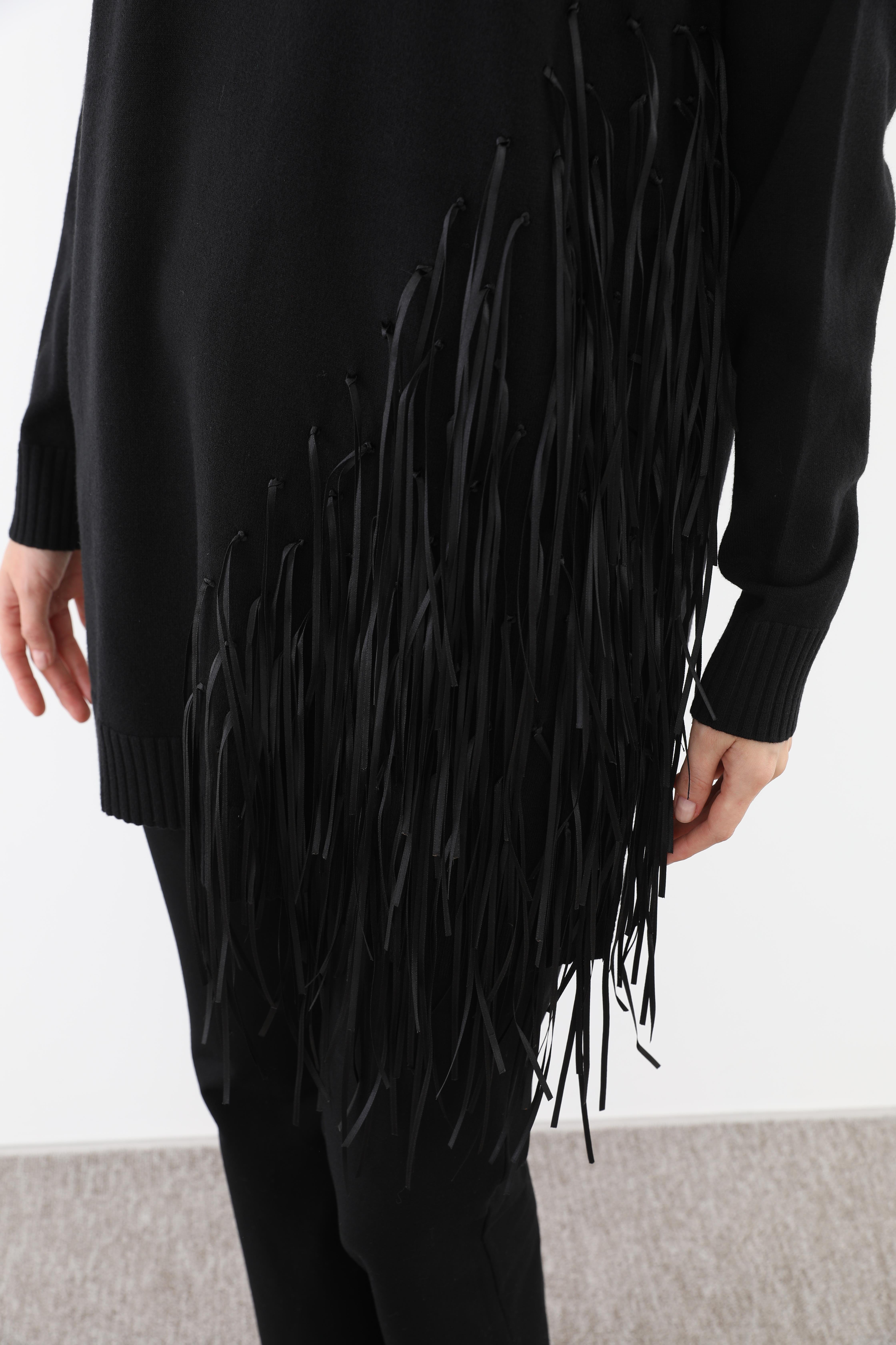 MİSSEMRAMİSS Missemramiss 4585 Rope Basic Triko Kazak - Siyah  Kazak 
