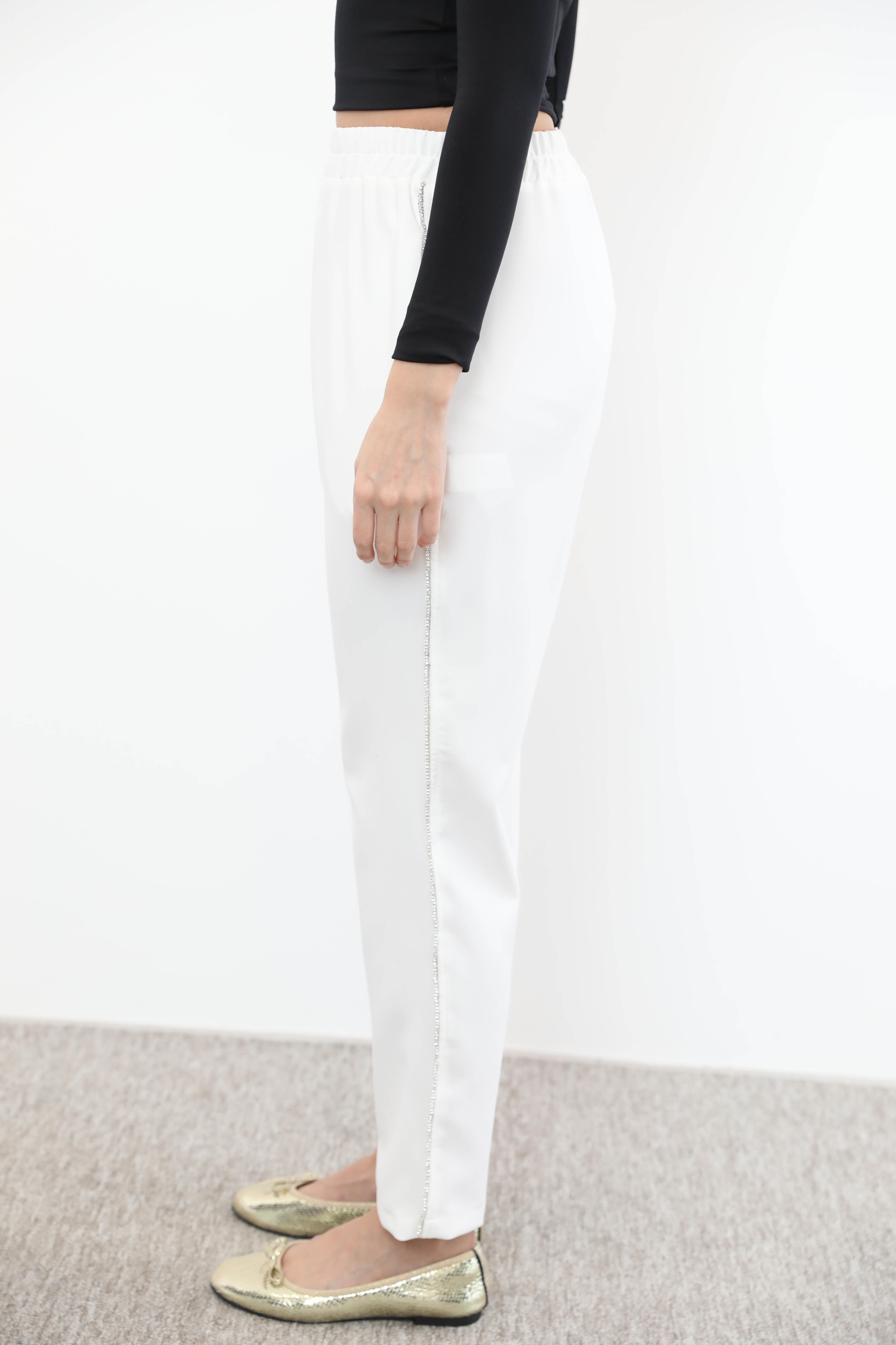 MİSSEMRAMİSS Missemramiss 4682 Shiny Comfort Pantolon - Ekru Missemramiss 4682 Shiny Comfort Pantolon - Ekru - Bilen Giyim Pantolon 
