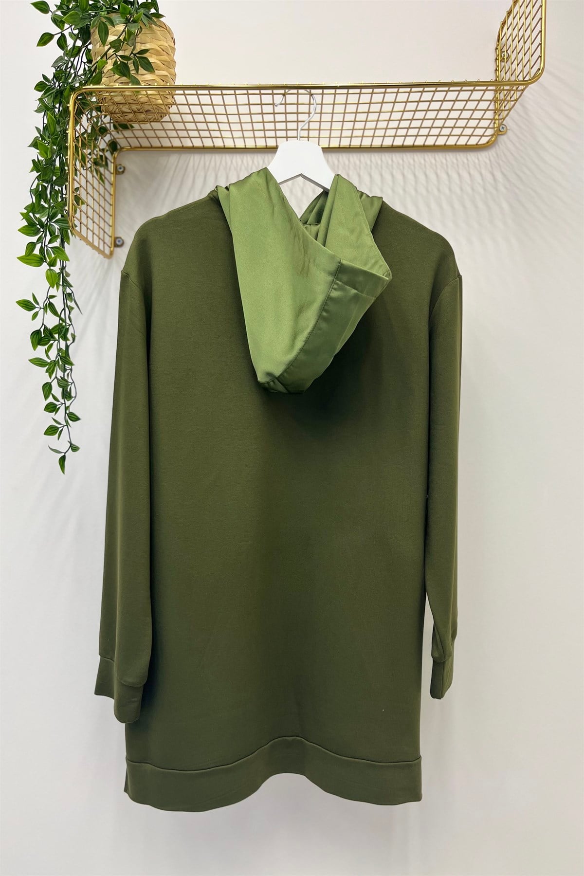 MİSSEMRAMİSS Missemramiss 3712 İpek Saten Garni Swr İşli Sweatshirt - Haki  Tunik