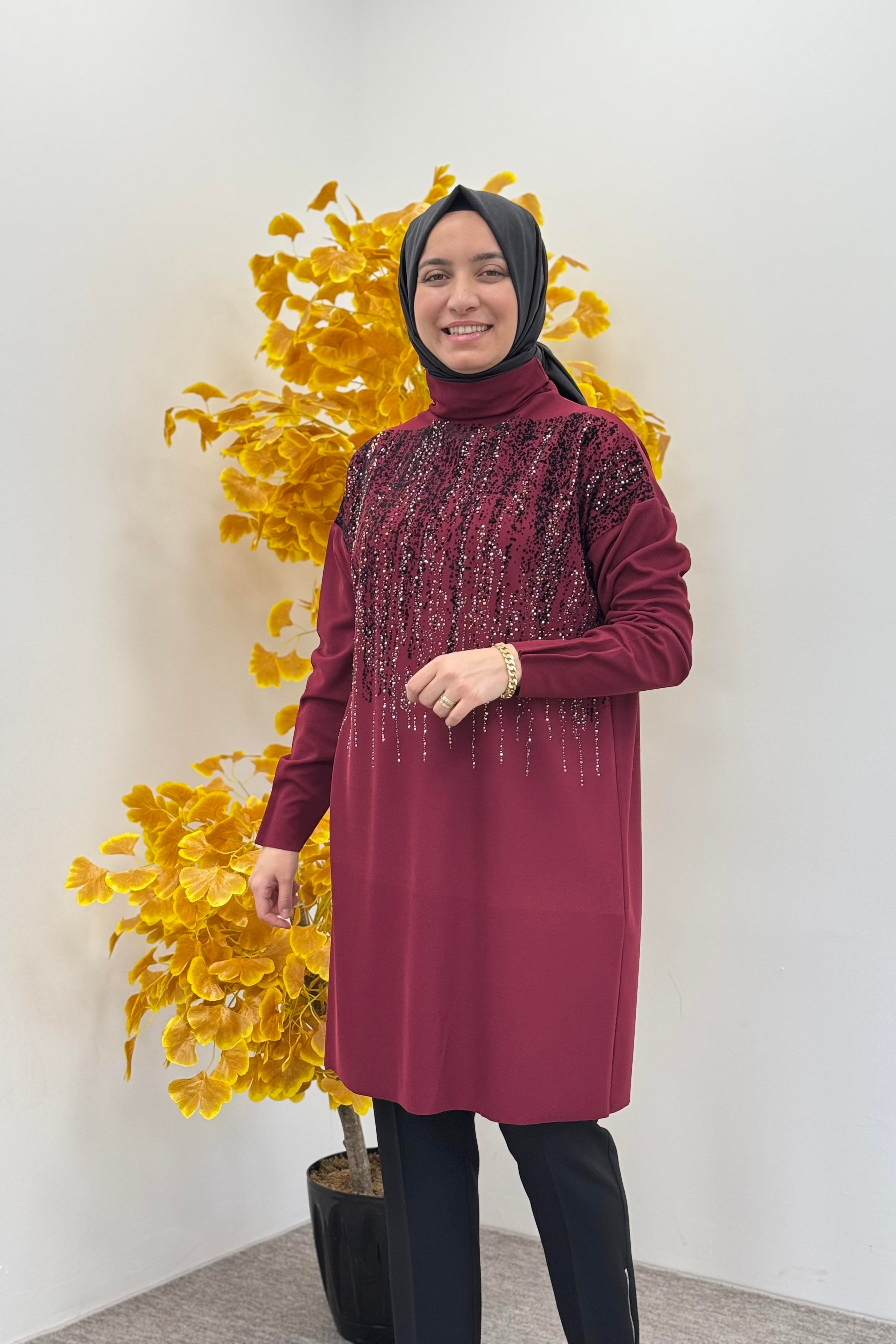 MİSSWHENCE Misswhence 36012 Tunik - Bordo Misswhence 36012 Tunik - Bordo - Bilen Giyim Tunik 