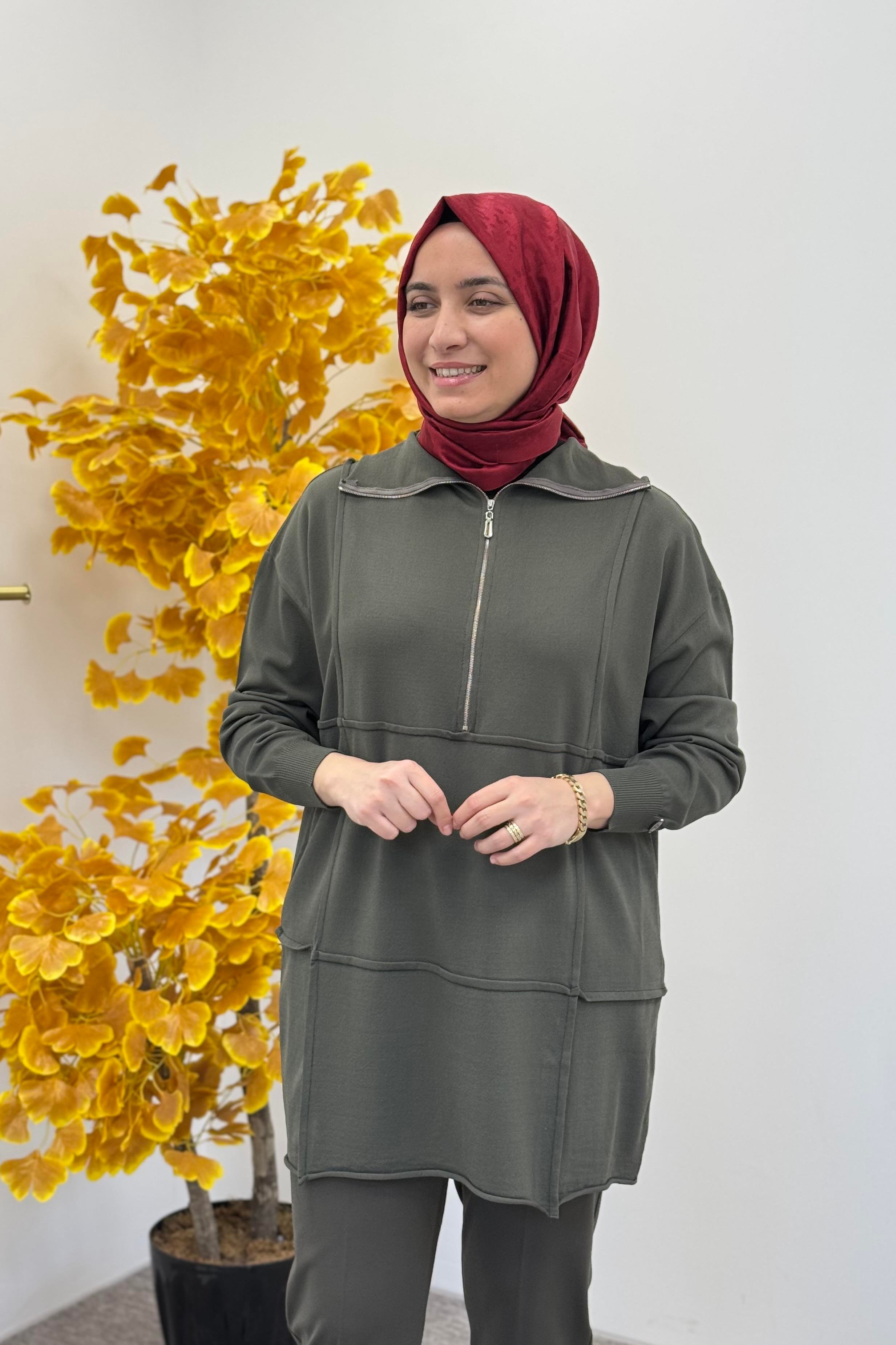 MİSSWHENCE Misswhence 36016 Triko Tunik - Haki Misswhence 36016 Triko Tunik - Haki - Bilen Giyim Tunik 