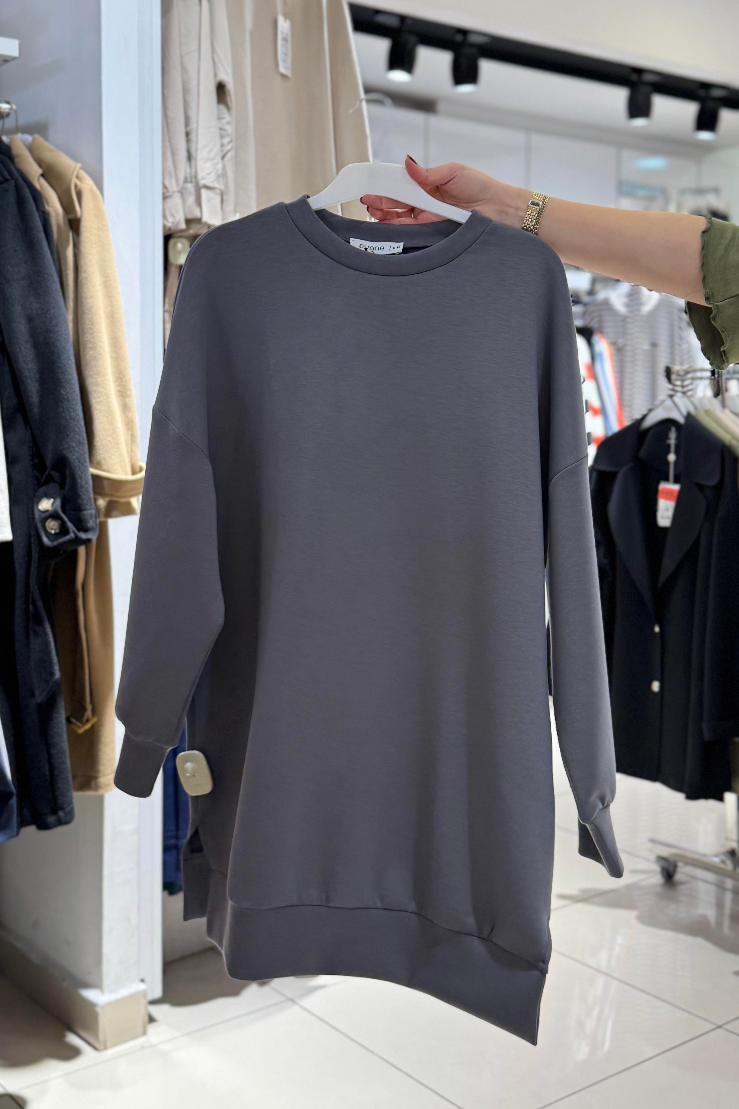 PUANE Modal Kumaş Tunik 10605 - Gri Modal Kumaş Tunik 10605 - Gri - Bilen Giyim Tunik 