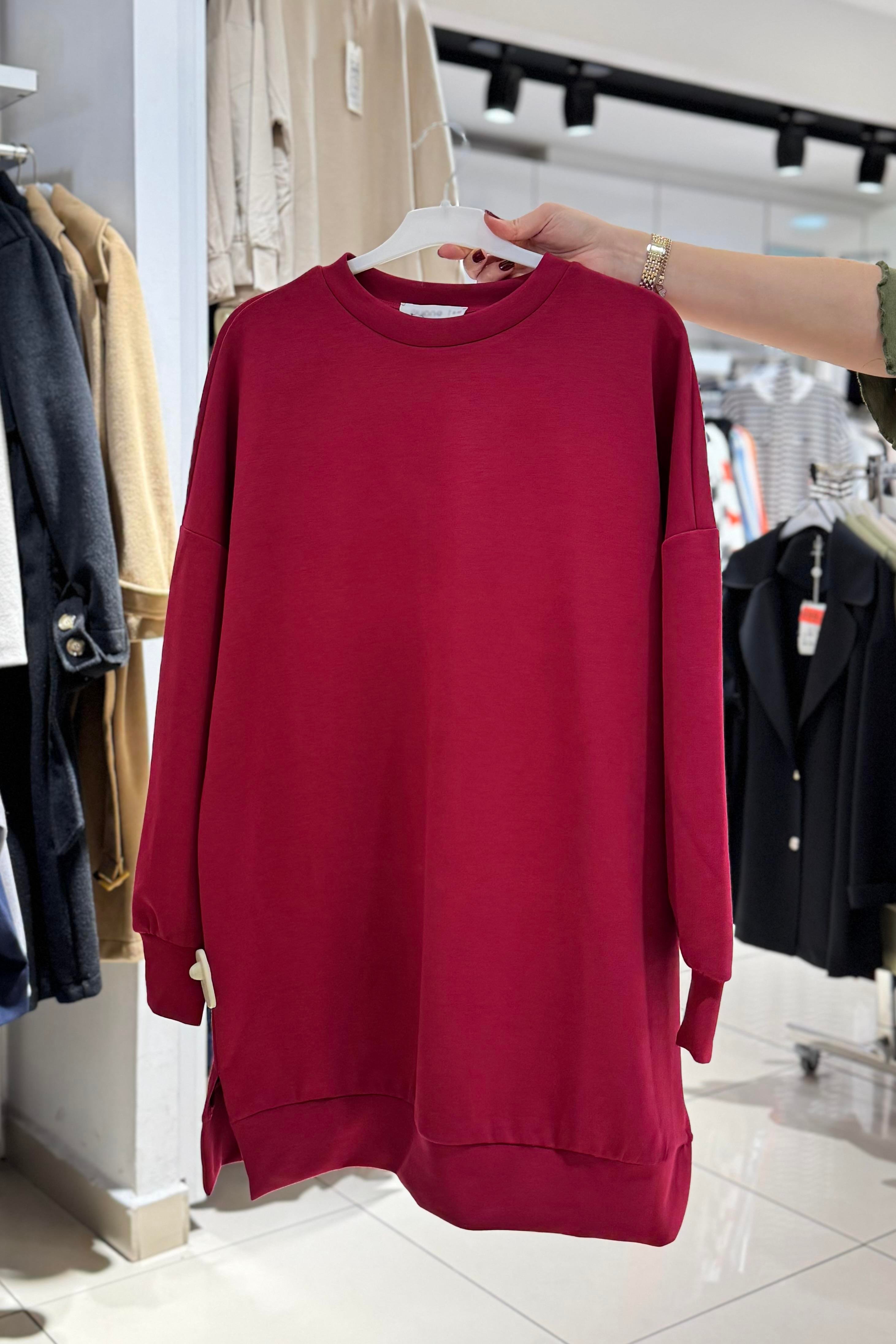 PUANE Modal Kumaş Tunik 10605 - Vişne Modal Kumaş Tunik 10605 - Vişne - Bilen Giyim Tunik 